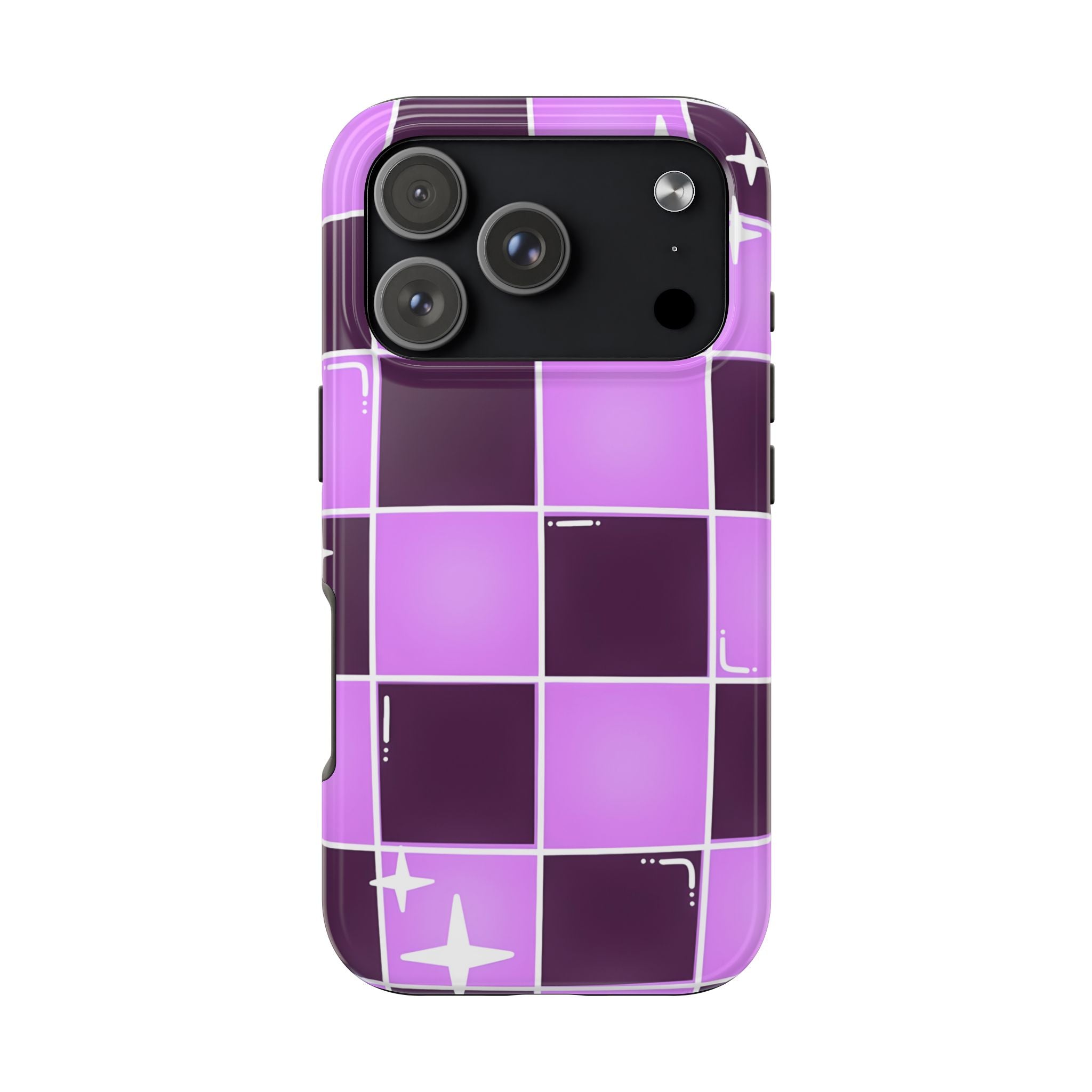 Purple Checkerboard Tough Phone Case for iPhone and Samsung Galaxy Series