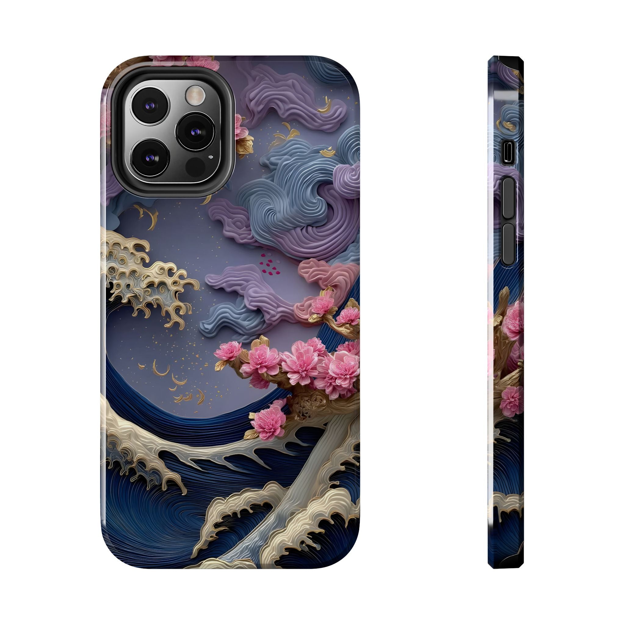 Japanese Waves and Cherry Blossoms Phone Case for iPhone and Samsung Galaxy Series