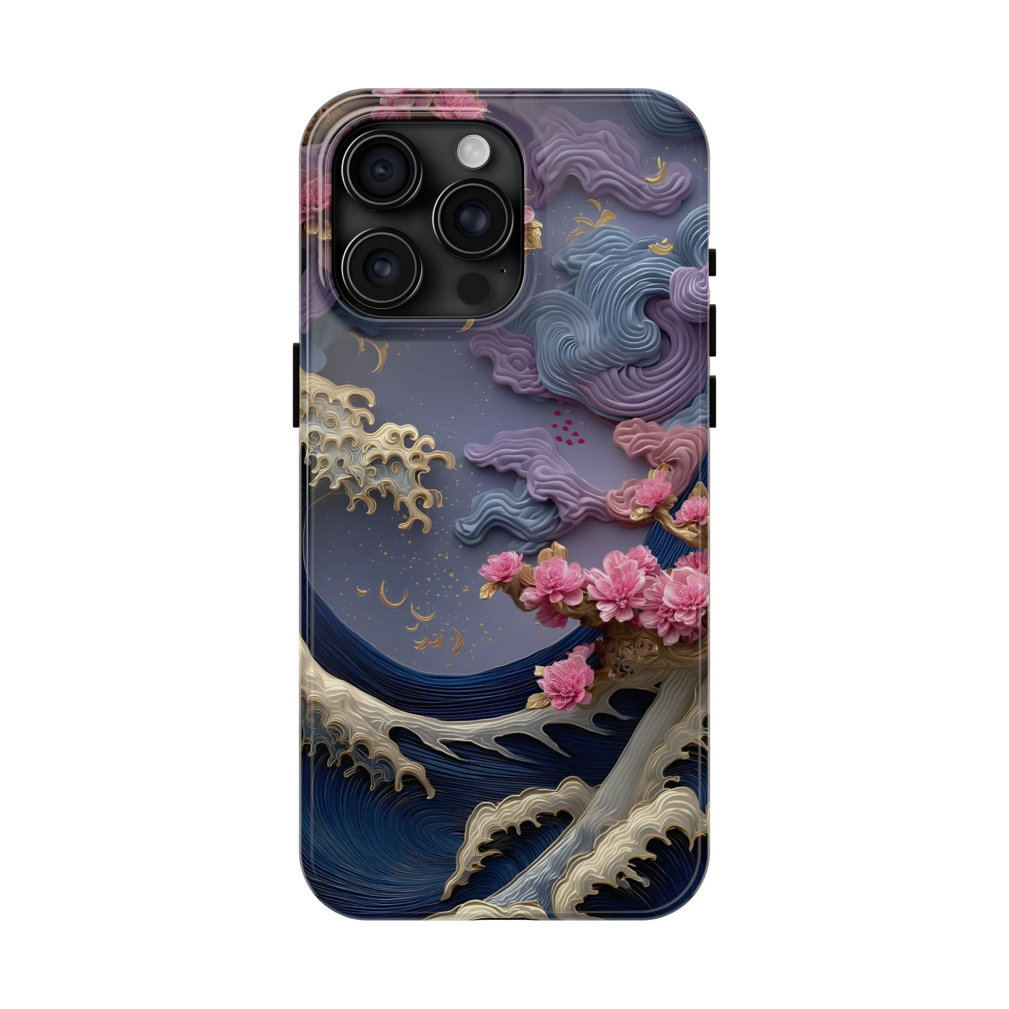 Japanese Waves and Cherry Blossoms Phone Case for iPhone and Samsung Galaxy Series