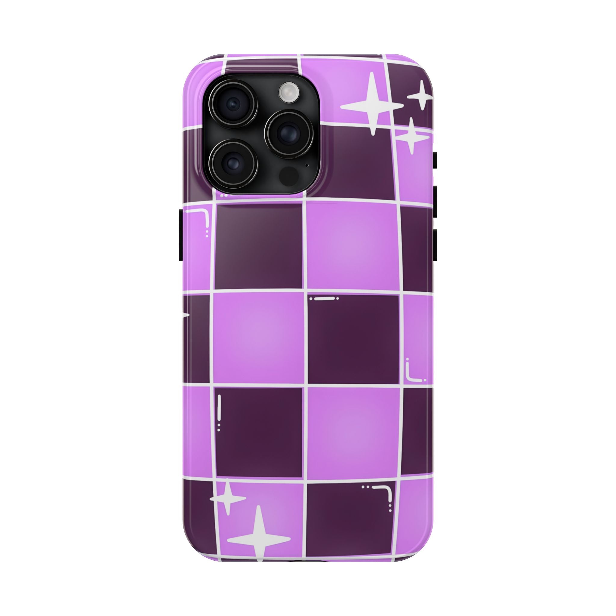 Purple Checkerboard Tough Phone Case for iPhone and Samsung Galaxy Series