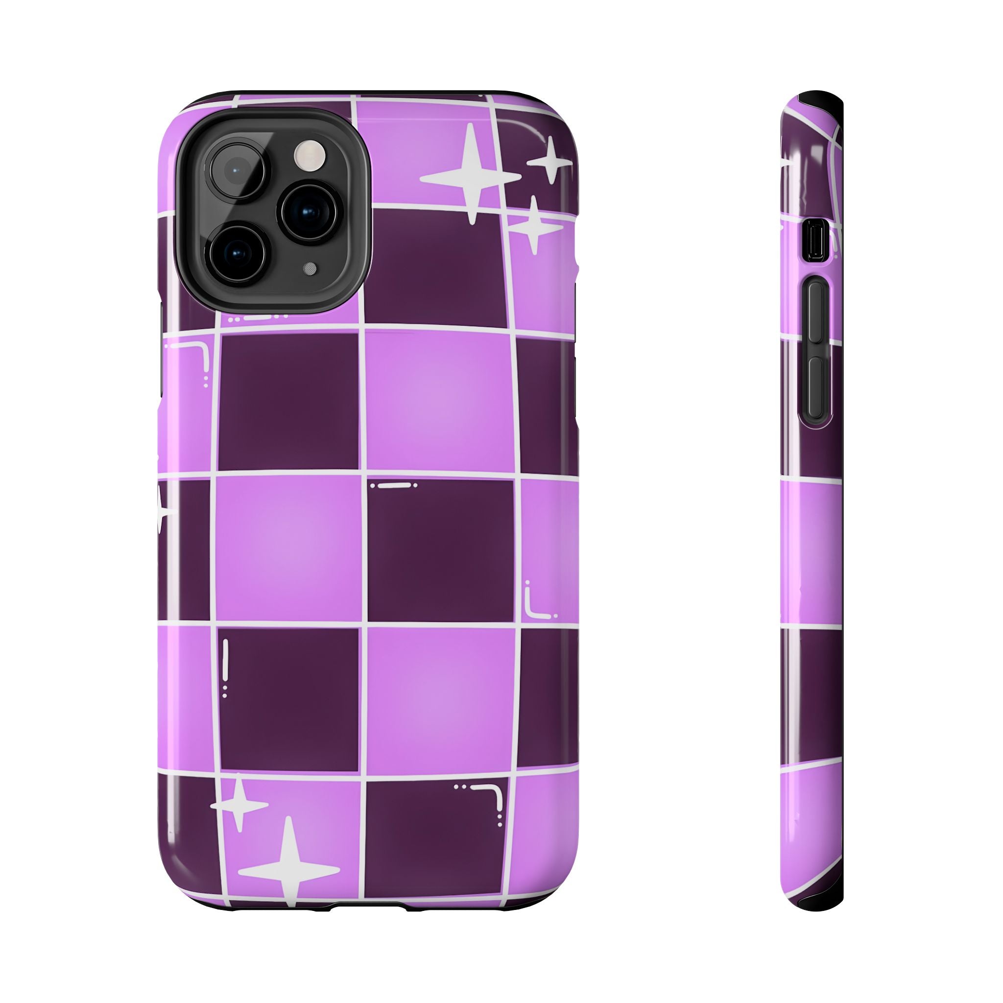 Purple Checkerboard Tough Phone Case for iPhone and Samsung Galaxy Series
