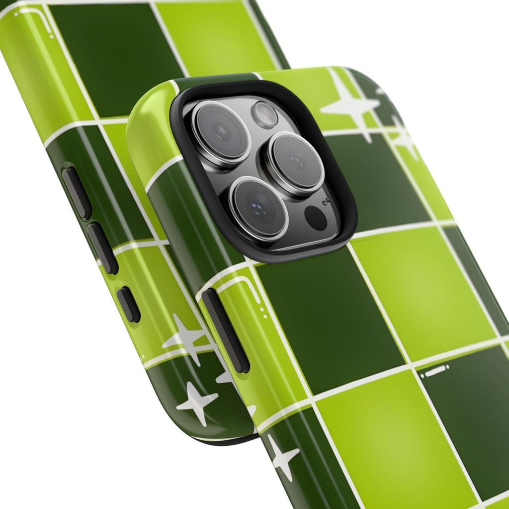 Green Checkered Tough Phone Case for iPhone and Samsung Galaxy Series