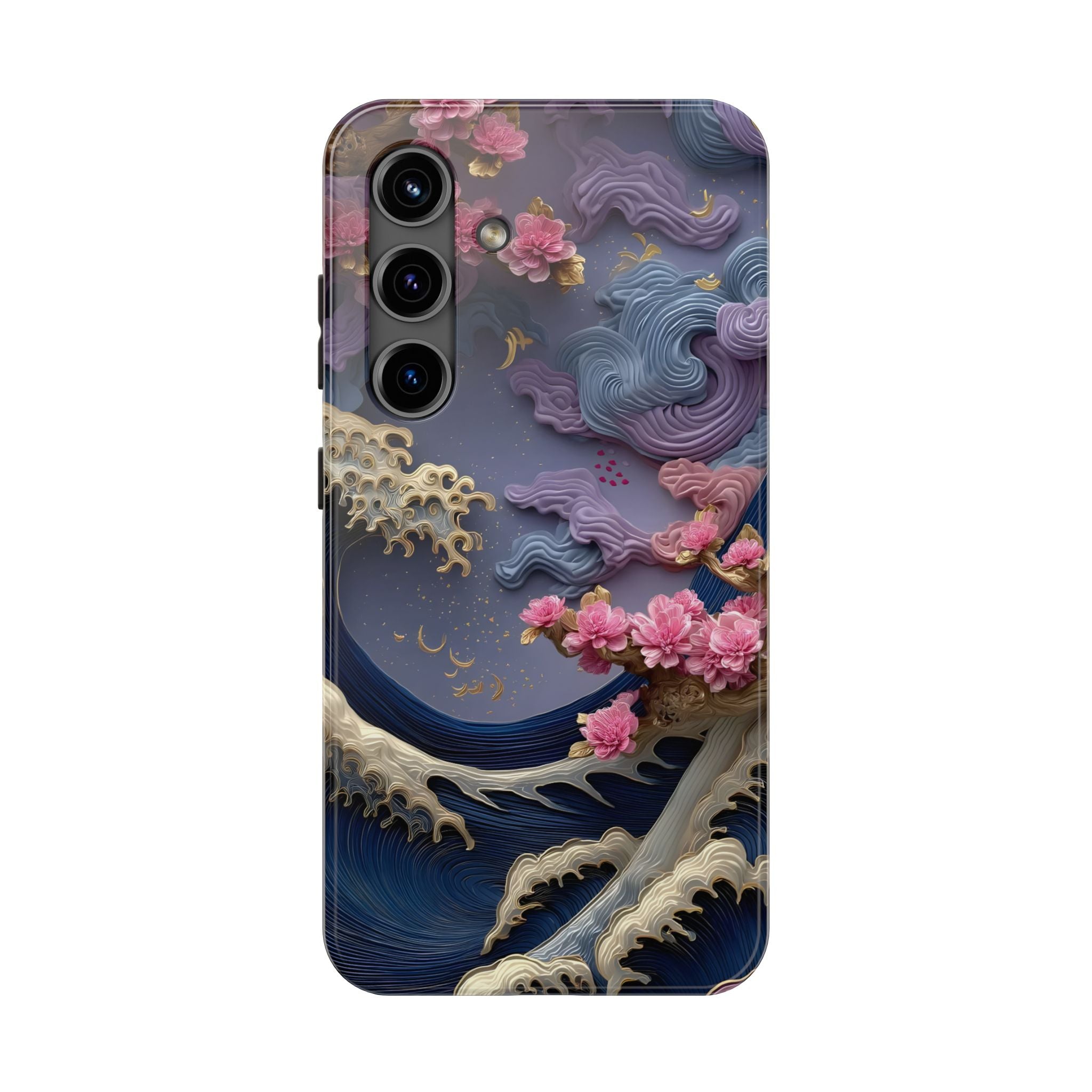 Japanese Waves and Cherry Blossoms Phone Case for iPhone and Samsung Galaxy Series