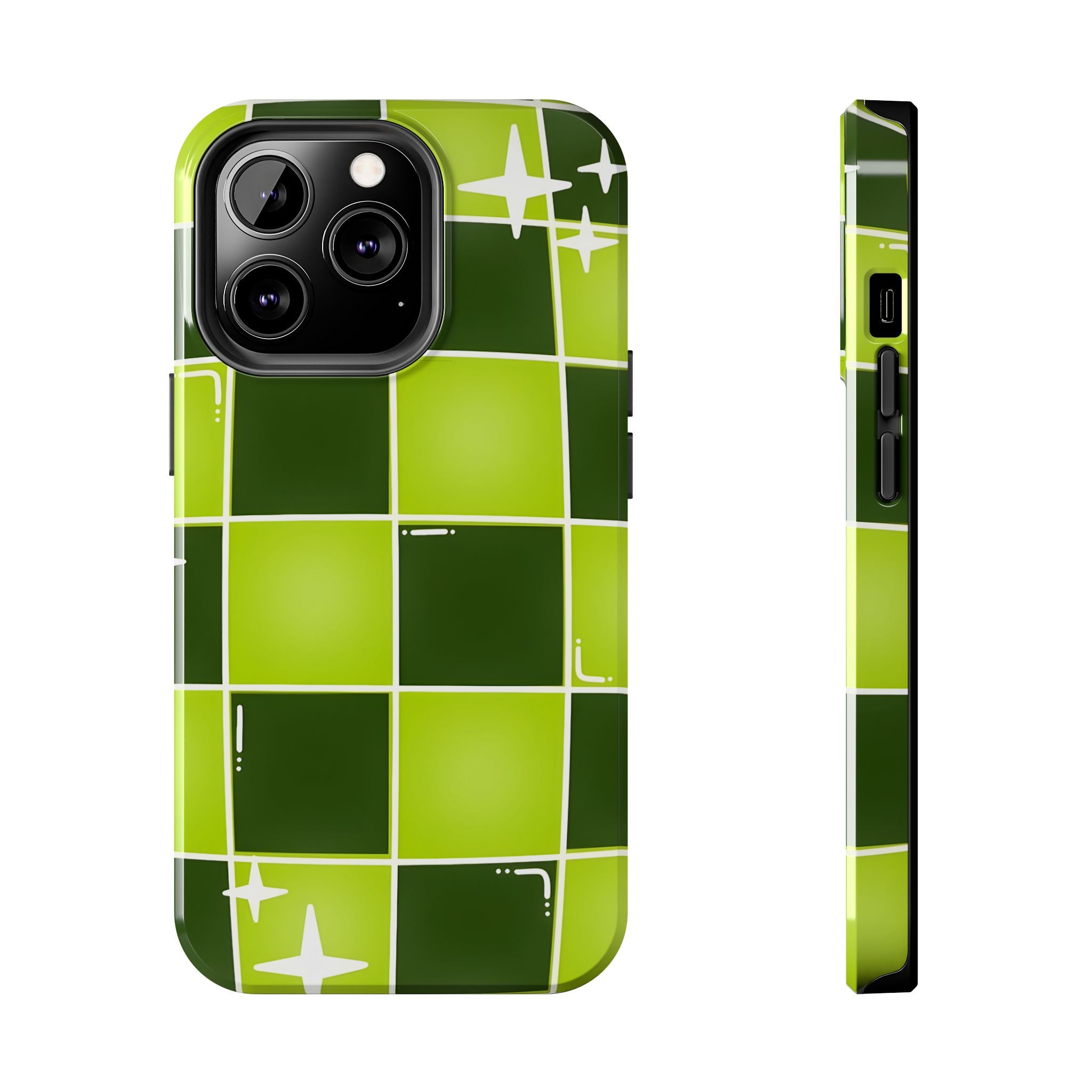 Green Checkered Tough Phone Case for iPhone and Samsung Galaxy Series