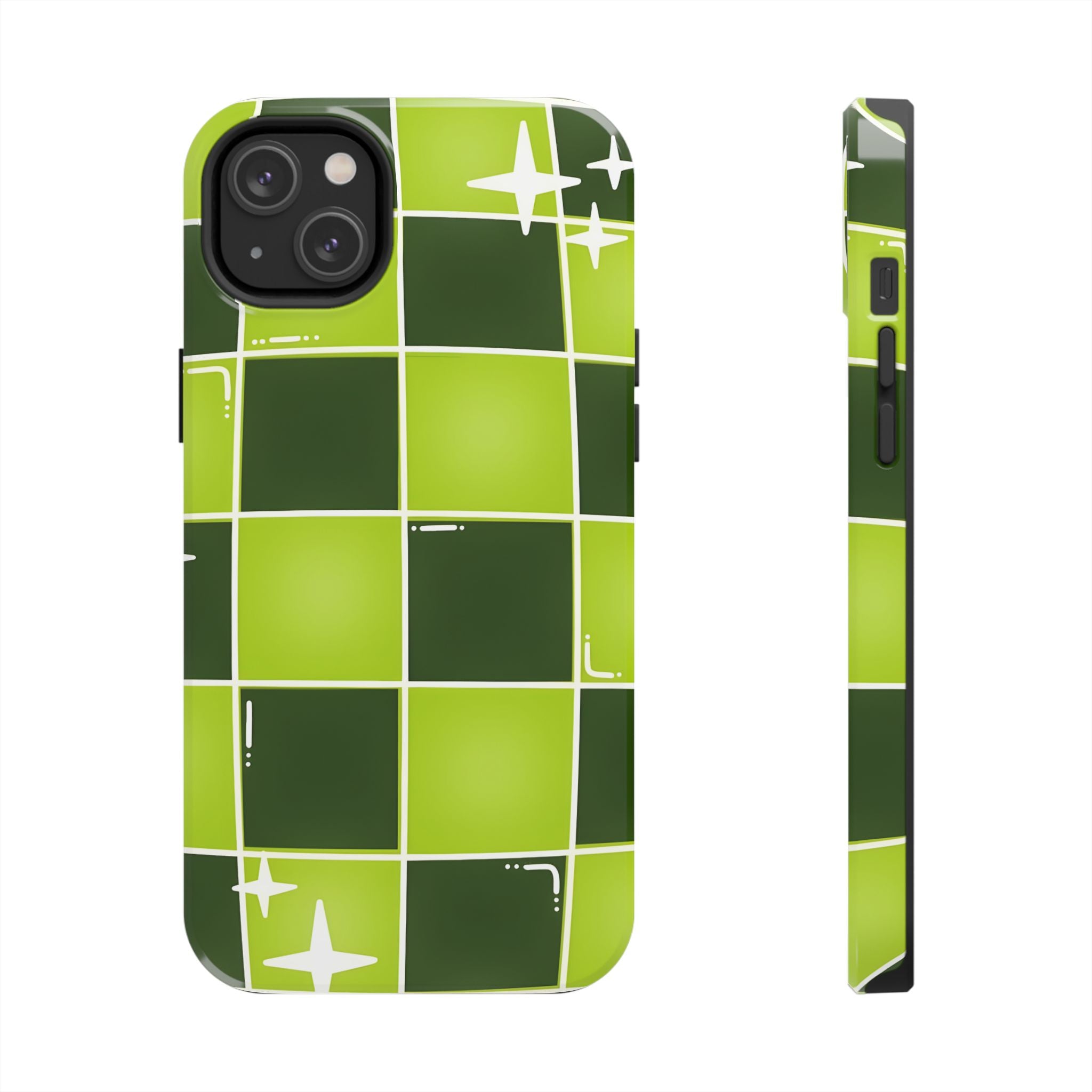 Green Checkered Tough Phone Case for iPhone and Samsung Galaxy Series