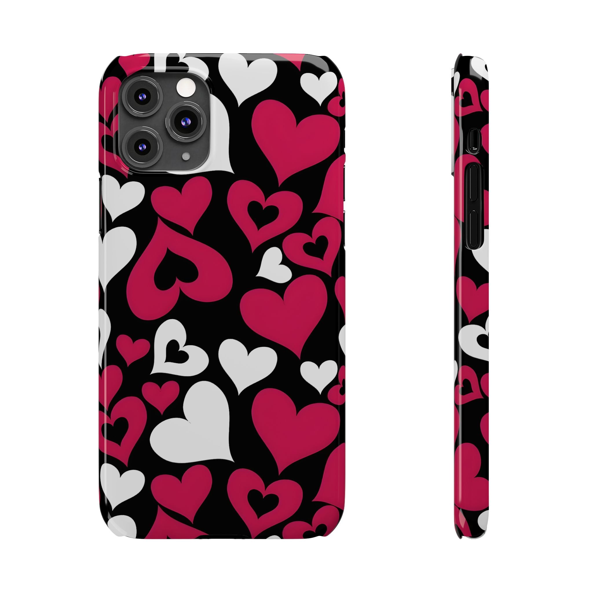 Pink and White Hearts Slim Phone Case for iPhone