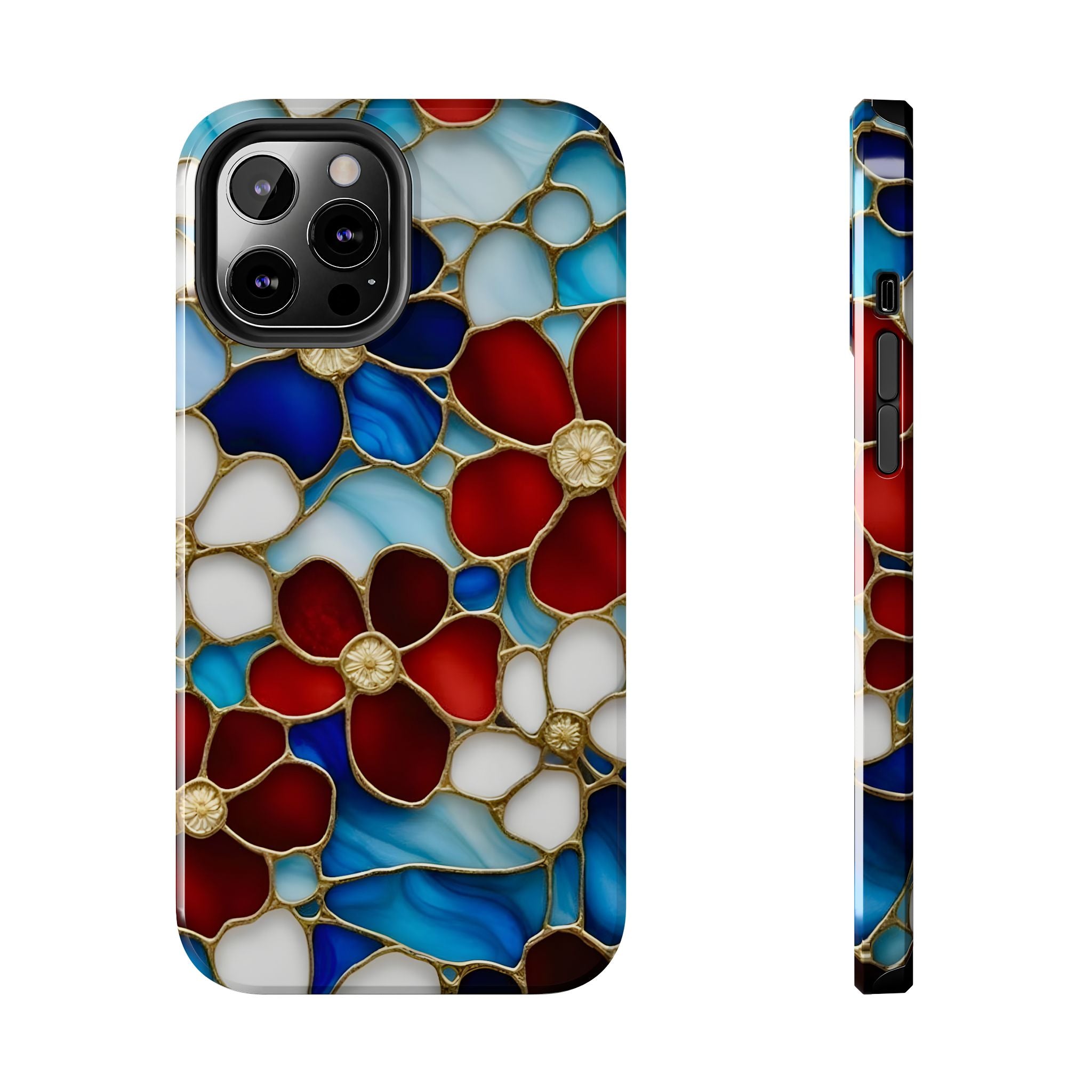 Red Floral Stained Glass Inspired Phone Case for iPhone and Samsung Galaxy Series