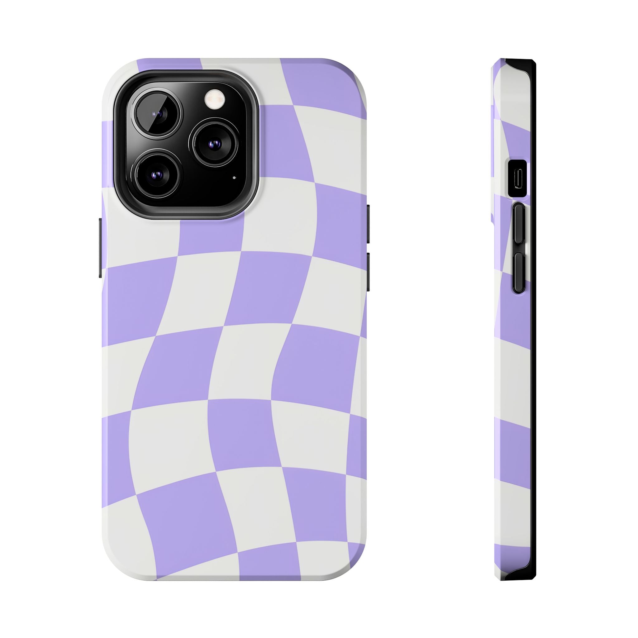 Purple Checkered Tough Phone Case for iPhone and Samsung Galaxy Series