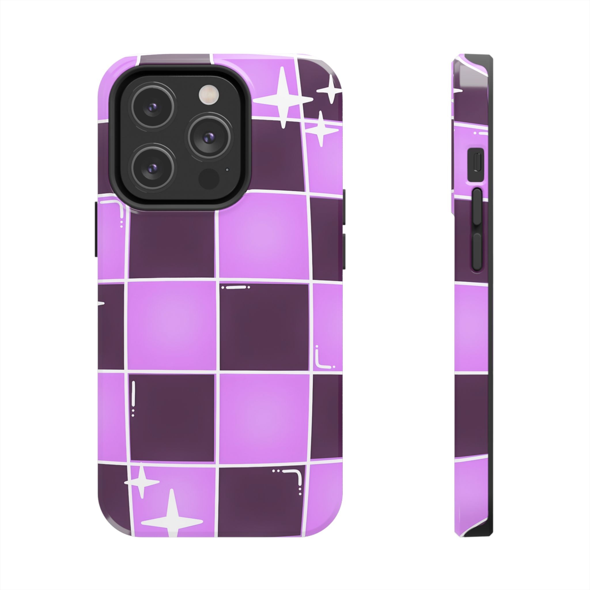 Purple Checkerboard Tough Phone Case for iPhone and Samsung Galaxy Series