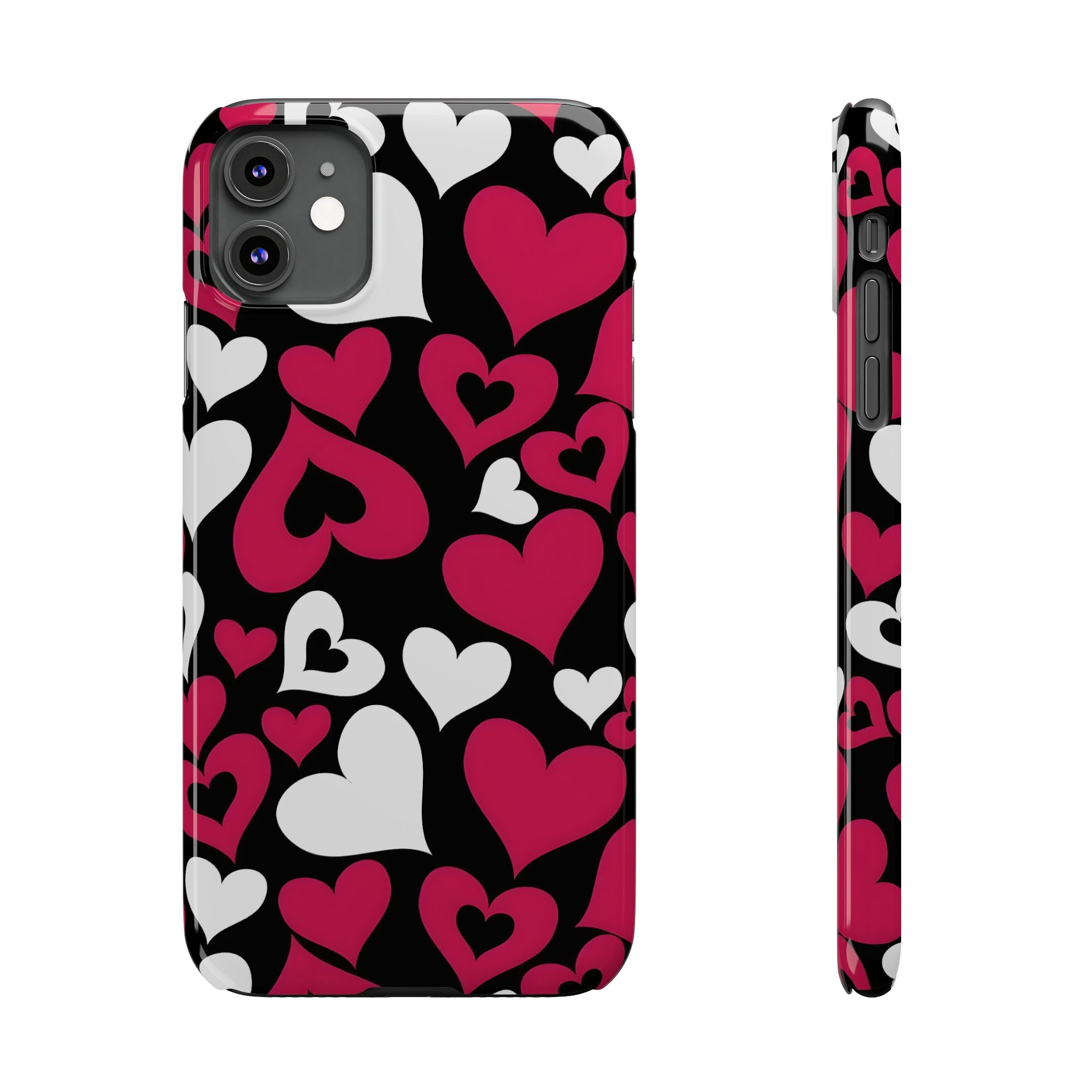 Pink and White Hearts Slim Phone Case for iPhone