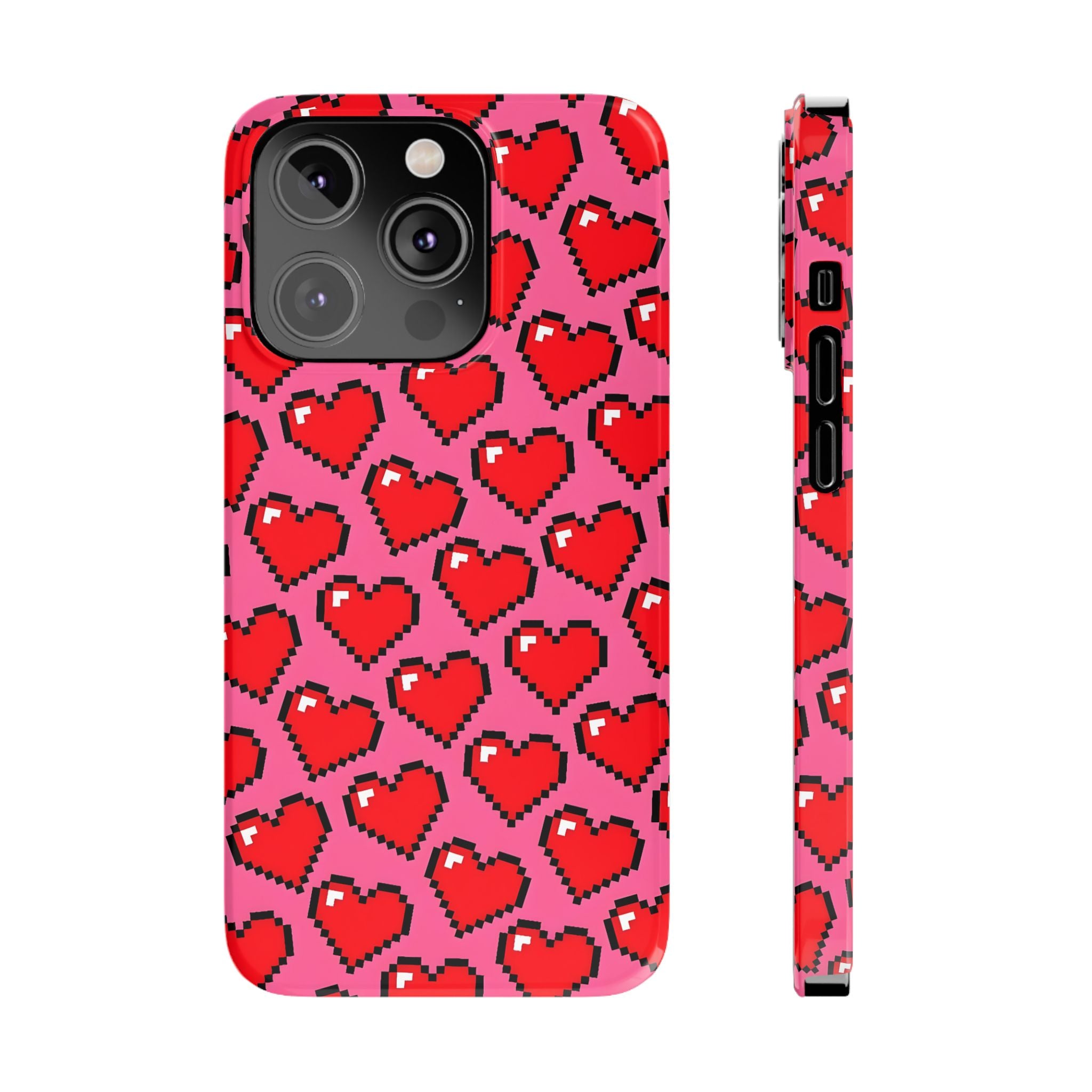 Pixel Hearts Slim Phone Case for iPhone