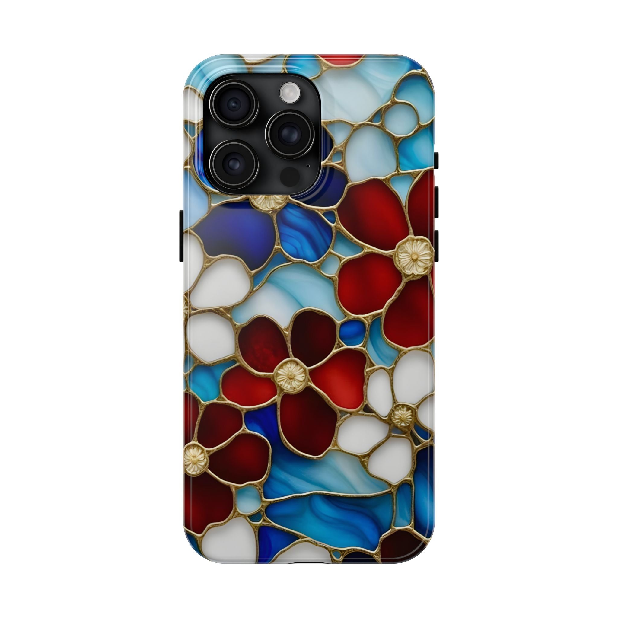 Red Floral Stained Glass Inspired Phone Case for iPhone and Samsung Galaxy Series