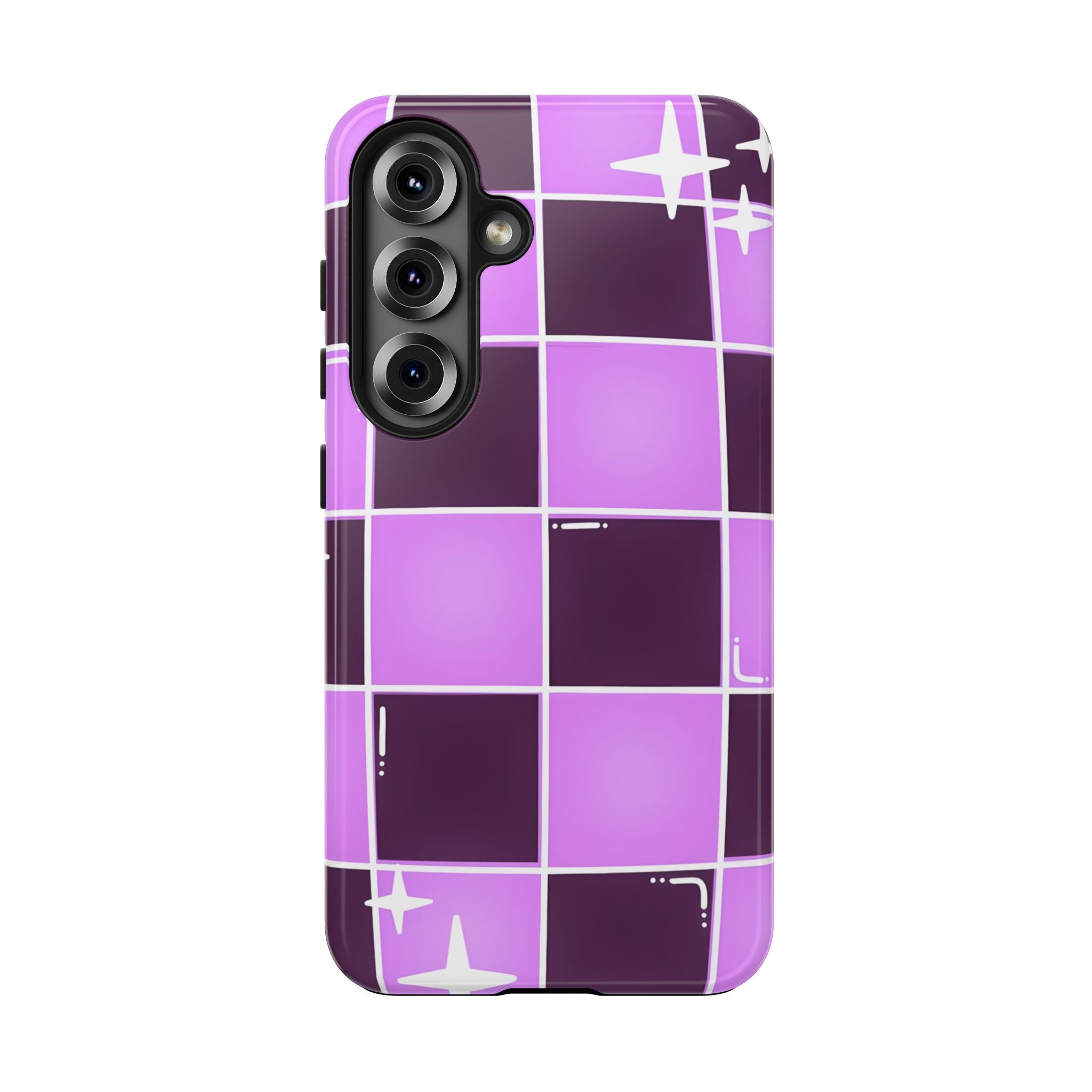 Purple Checkerboard Tough Phone Case for iPhone and Samsung Galaxy Series