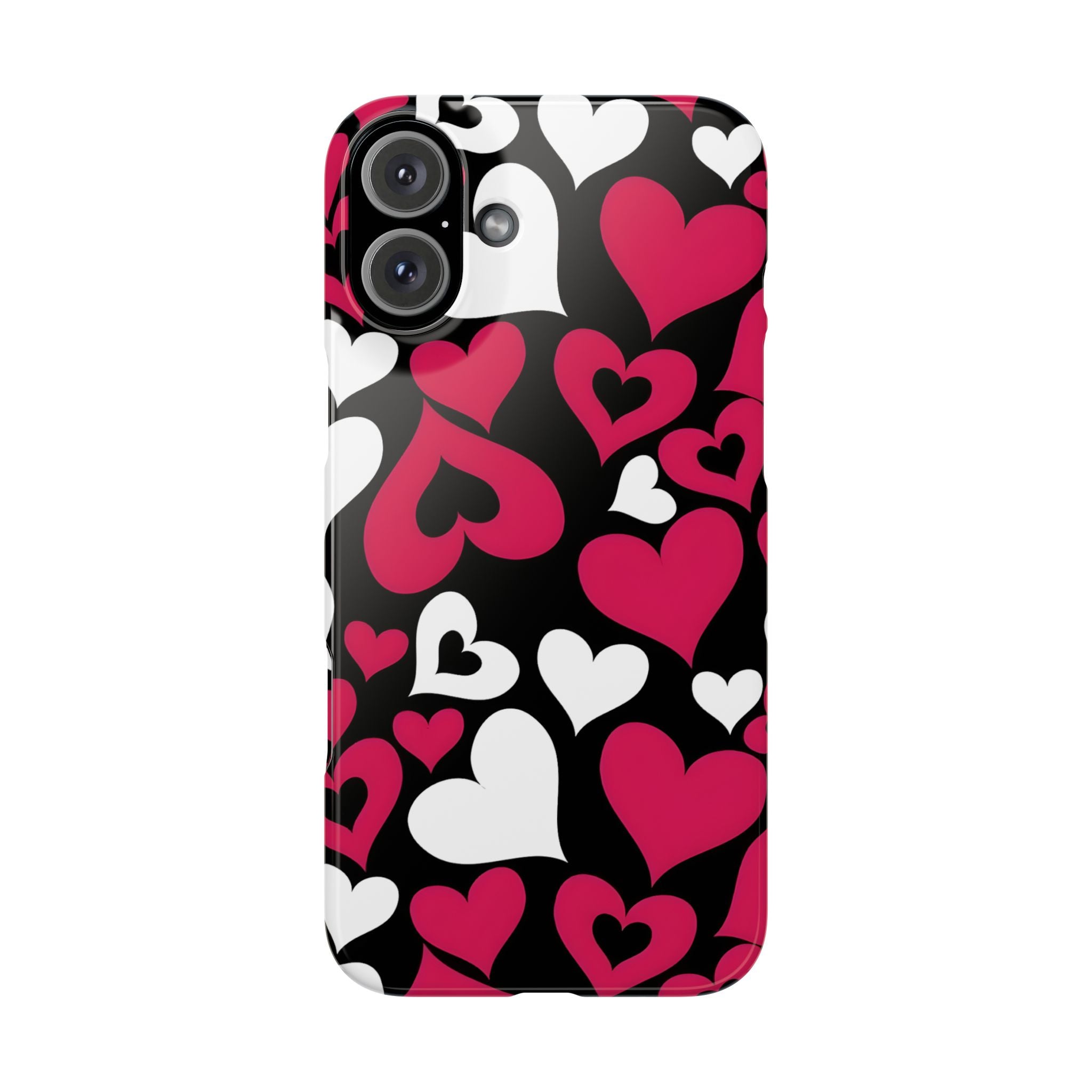 Pink and White Hearts Slim Phone Case for iPhone