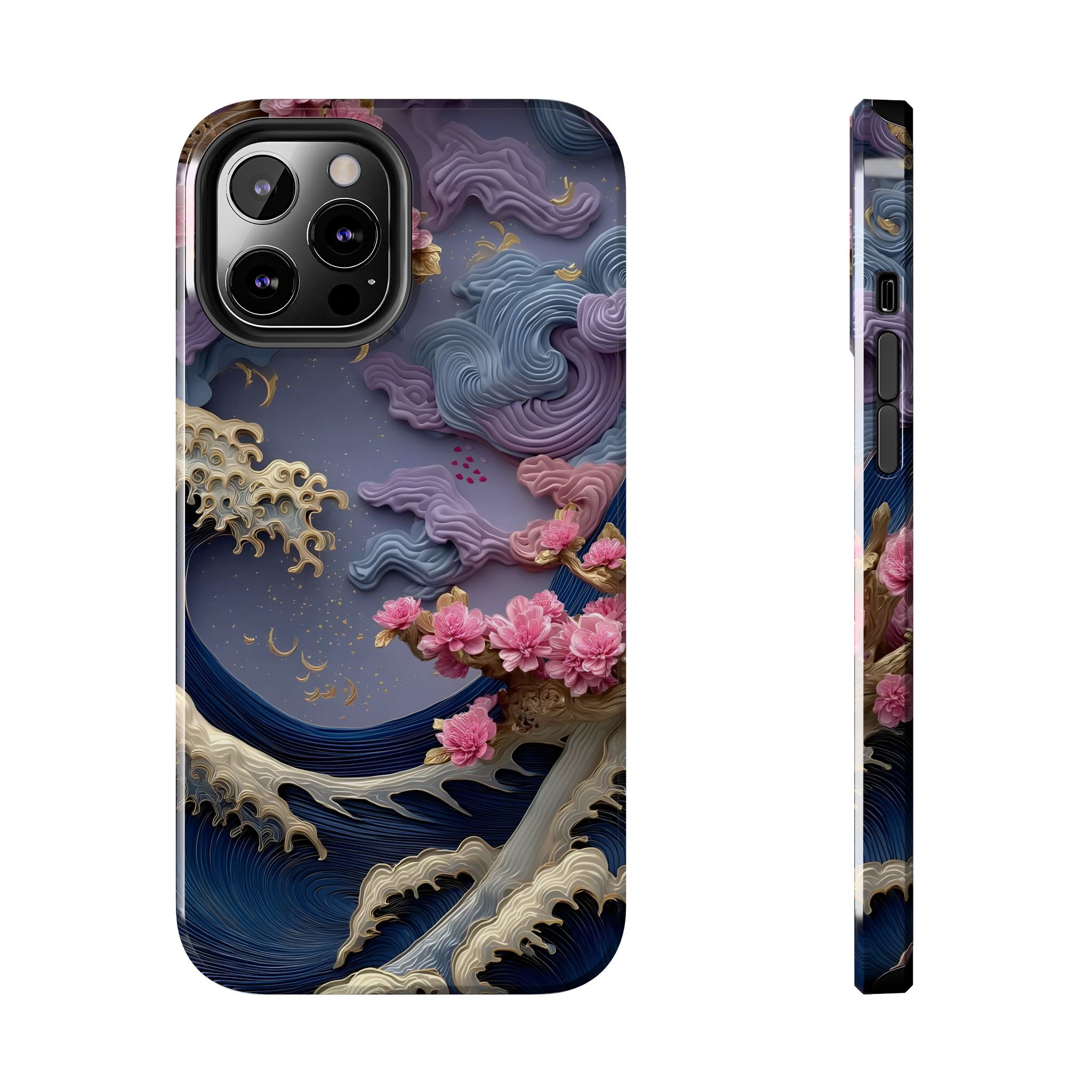 Japanese Waves and Cherry Blossoms Phone Case for iPhone and Samsung Galaxy Series