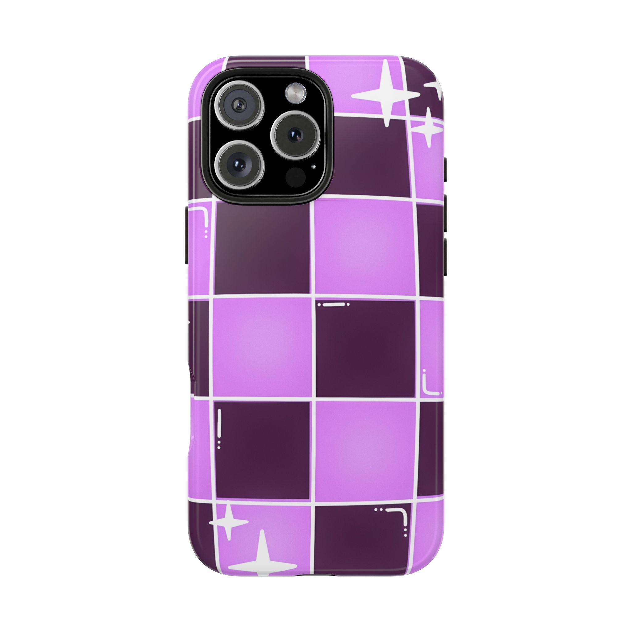 Purple Checkerboard Tough Phone Case for iPhone and Samsung Galaxy Series