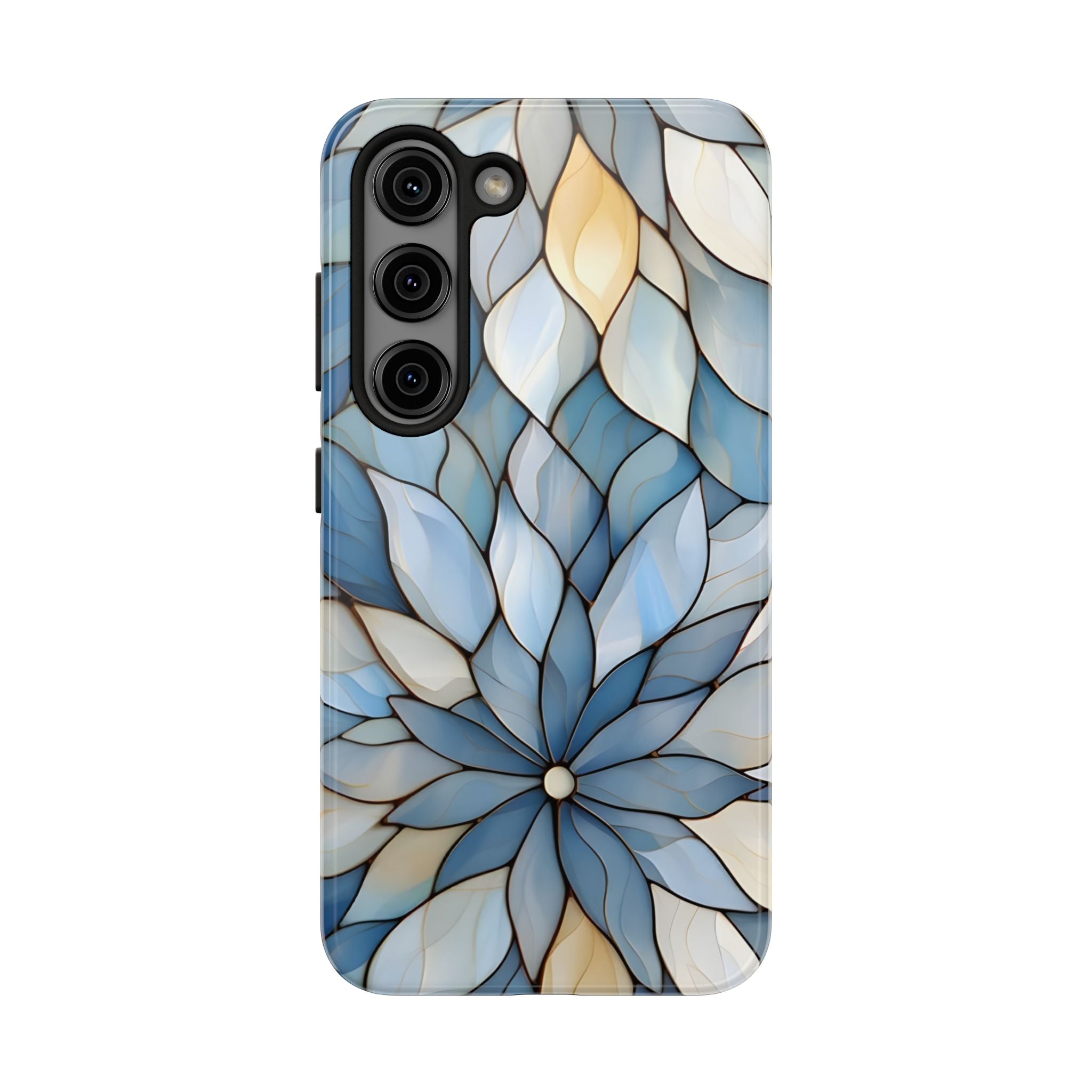 Blue Stained Glass Inspired Phone Case for iPhone and Samsung Galaxy Series