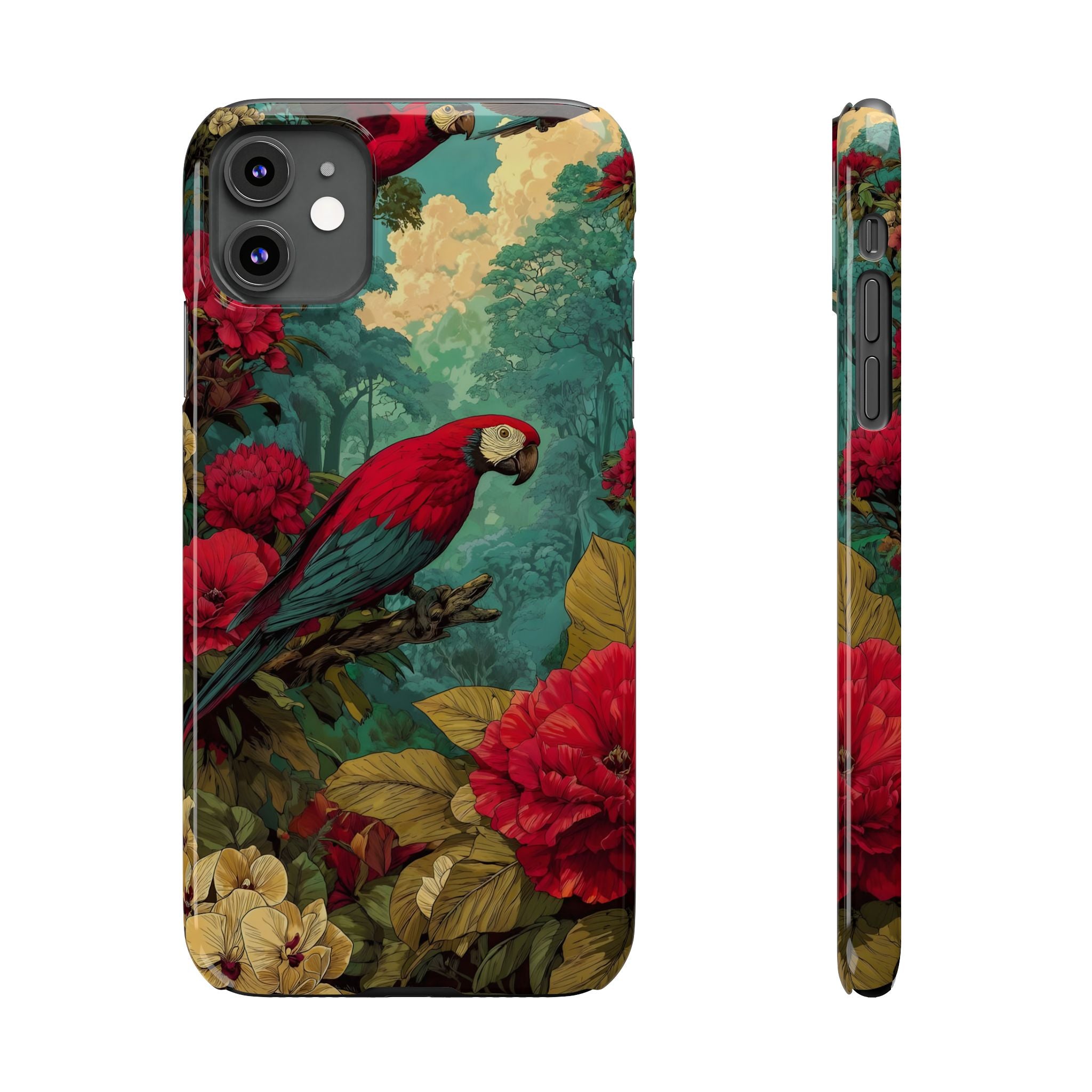Parrot Bird Animal Motif Slim Phone Case for iPhone