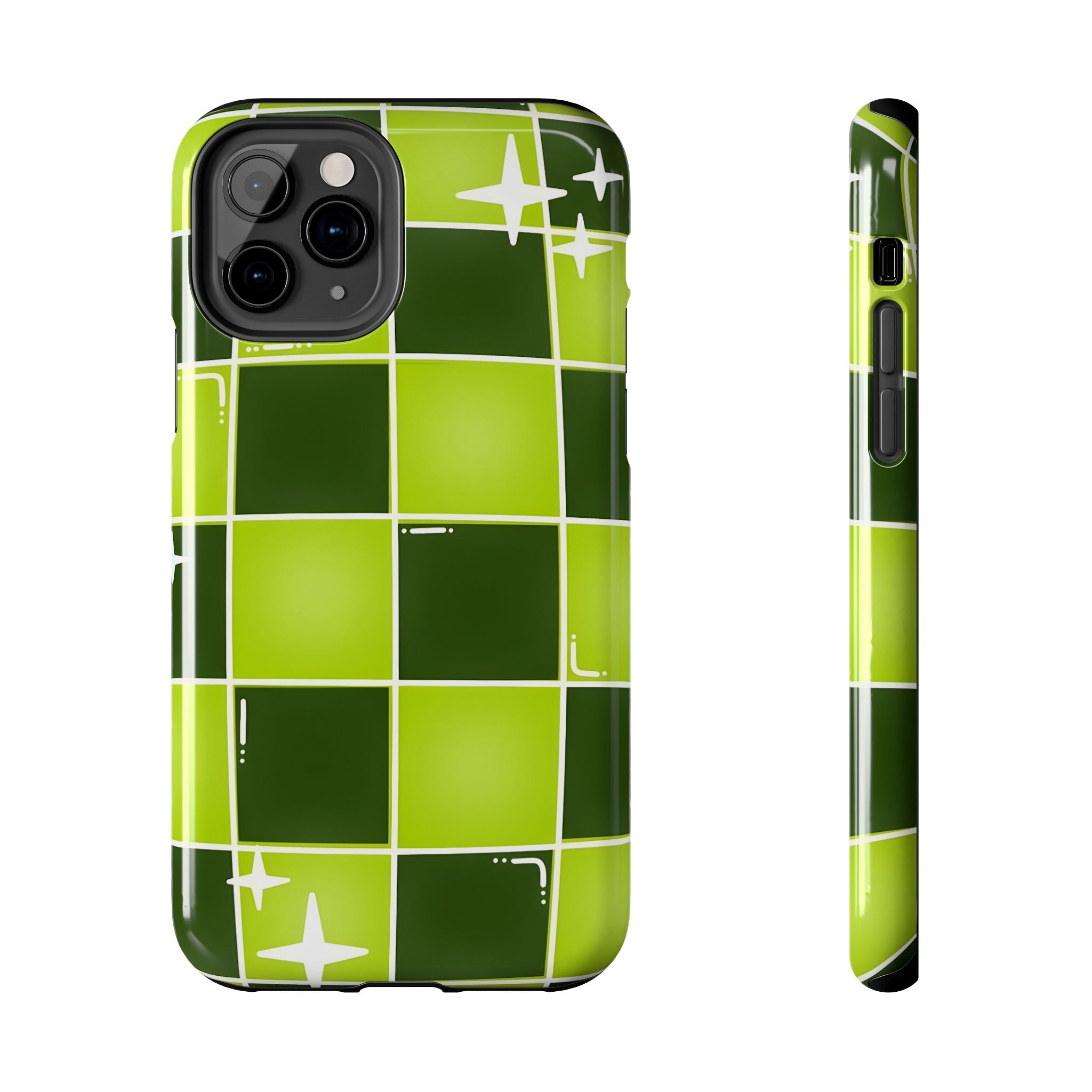 Green Checkered Tough Phone Case for iPhone and Samsung Galaxy Series