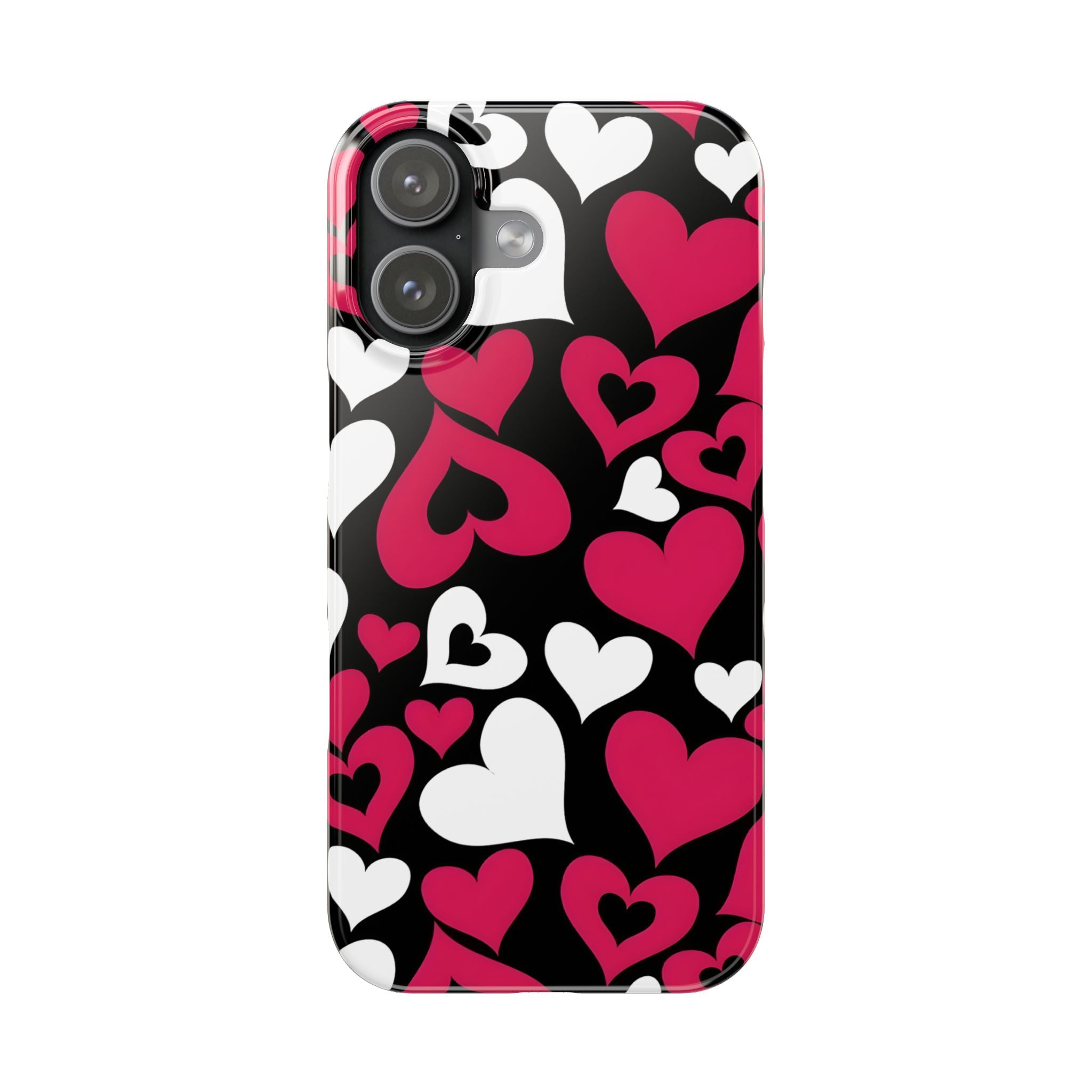 Pink and White Hearts Slim Phone Case for iPhone