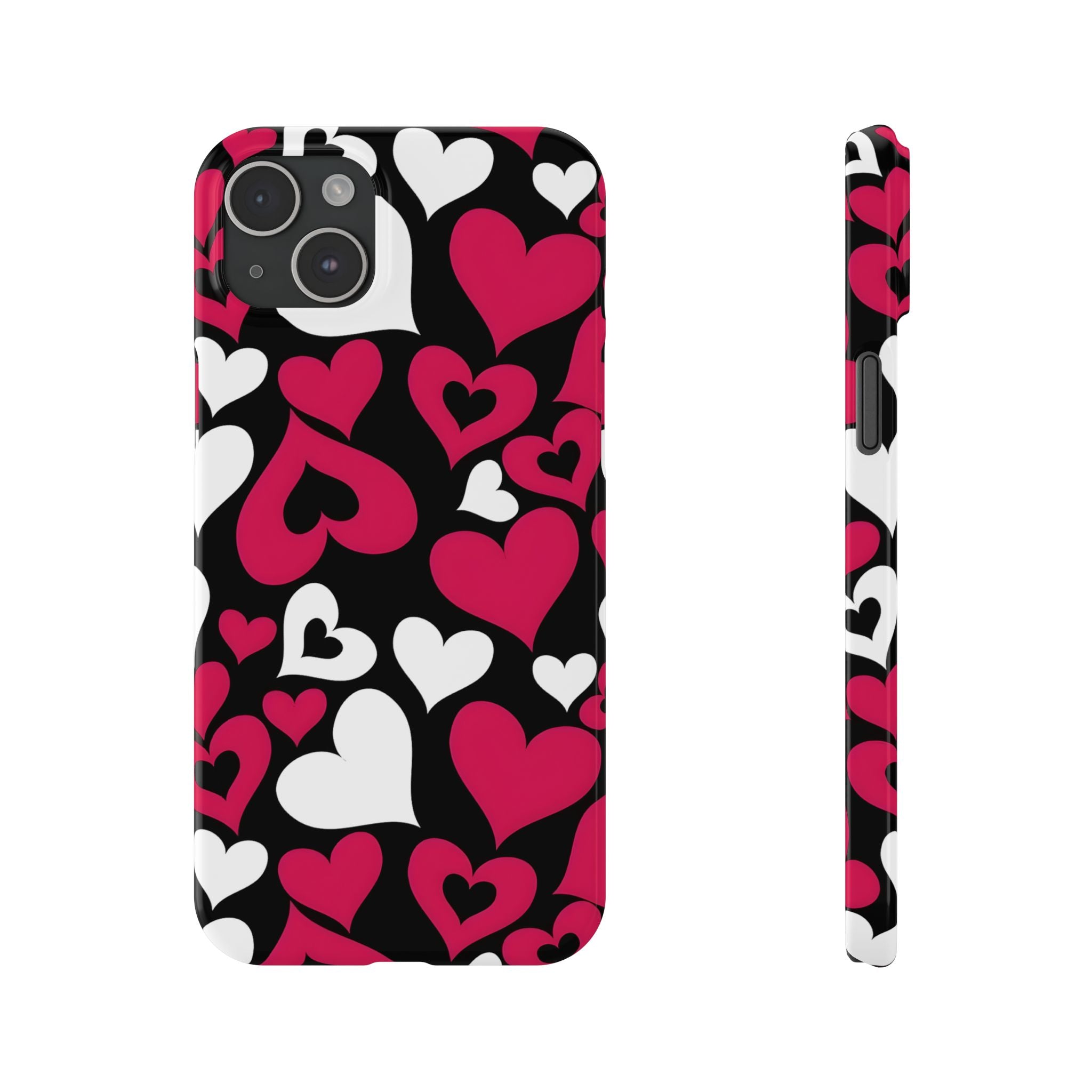 Pink and White Hearts Slim Phone Case for iPhone