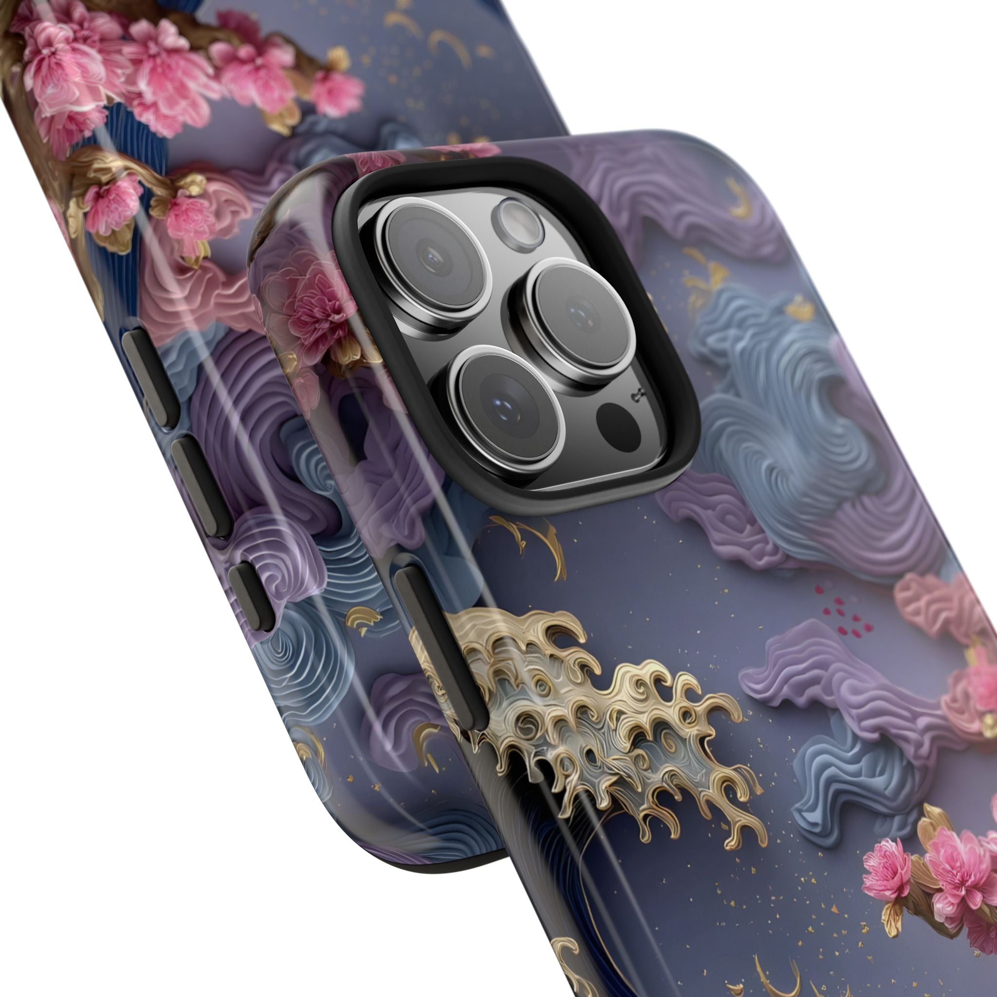 Japanese Waves and Cherry Blossoms Phone Case for iPhone and Samsung Galaxy Series