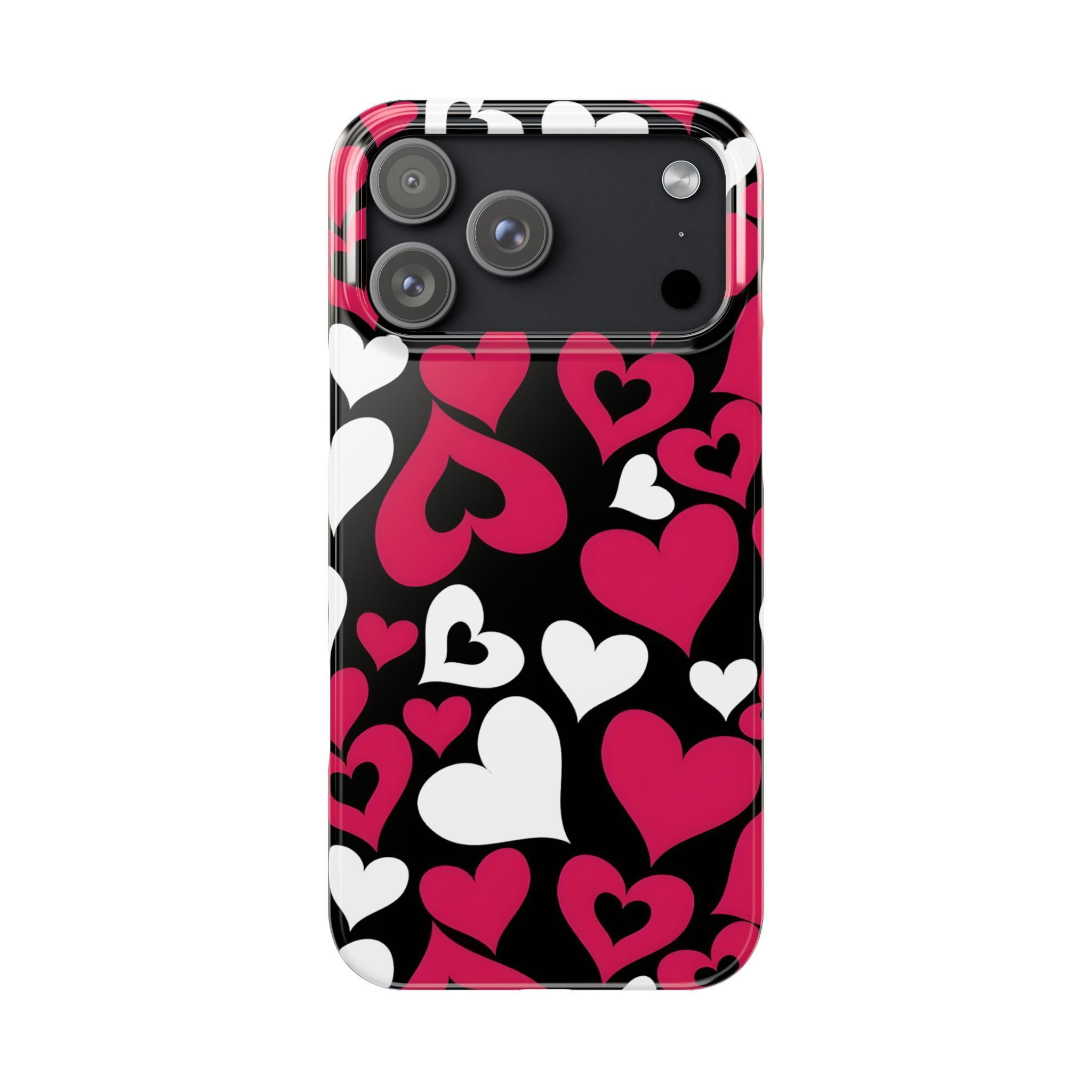 Pink and White Hearts Slim Phone Case for iPhone