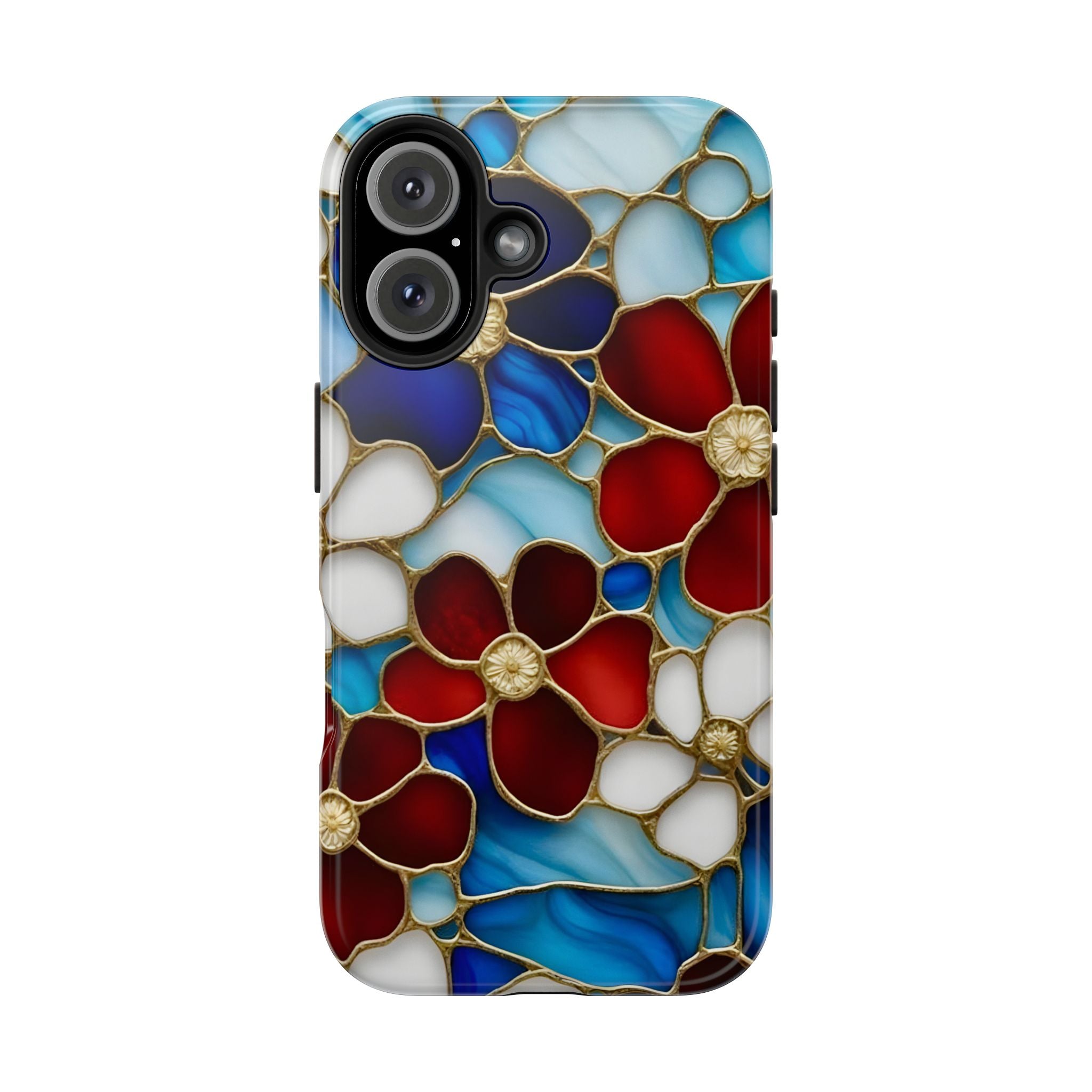 Red Floral Stained Glass Inspired Phone Case for iPhone and Samsung Galaxy Series