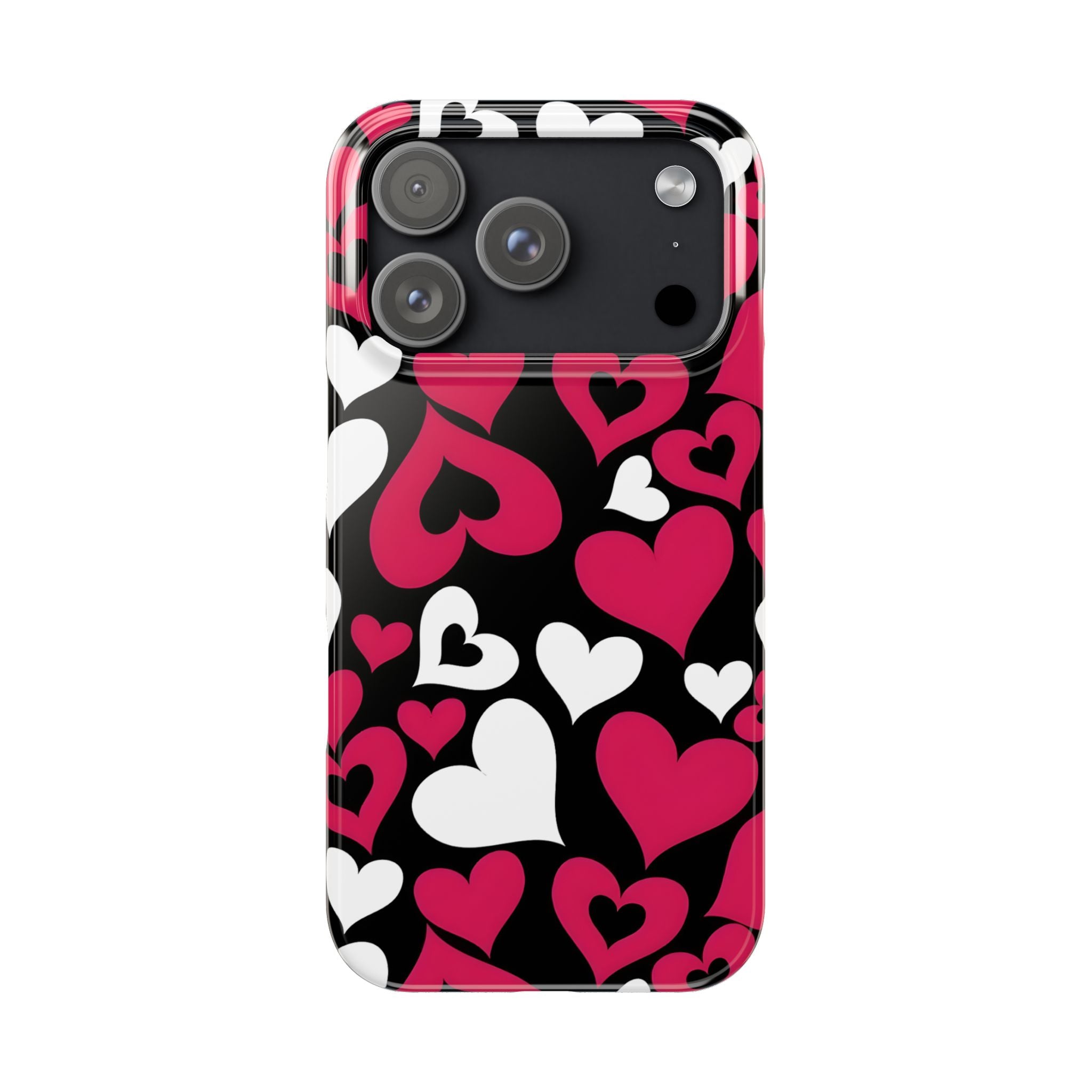 Pink and White Hearts Slim Phone Case for iPhone
