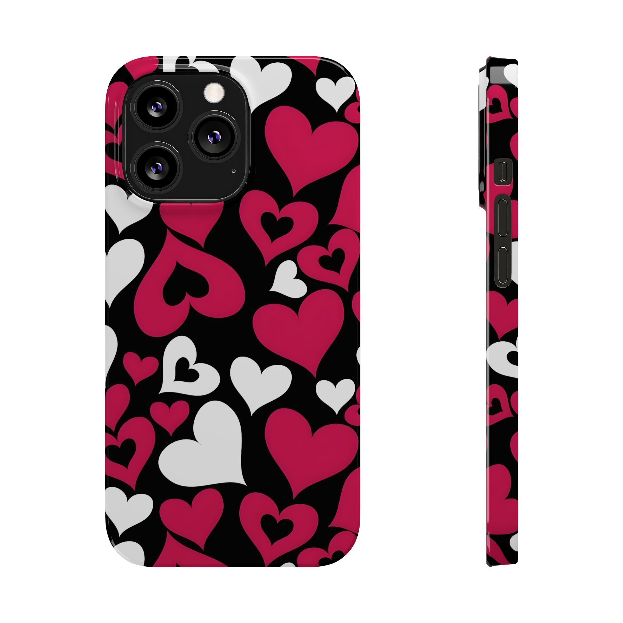 Pink and White Hearts Slim Phone Case for iPhone