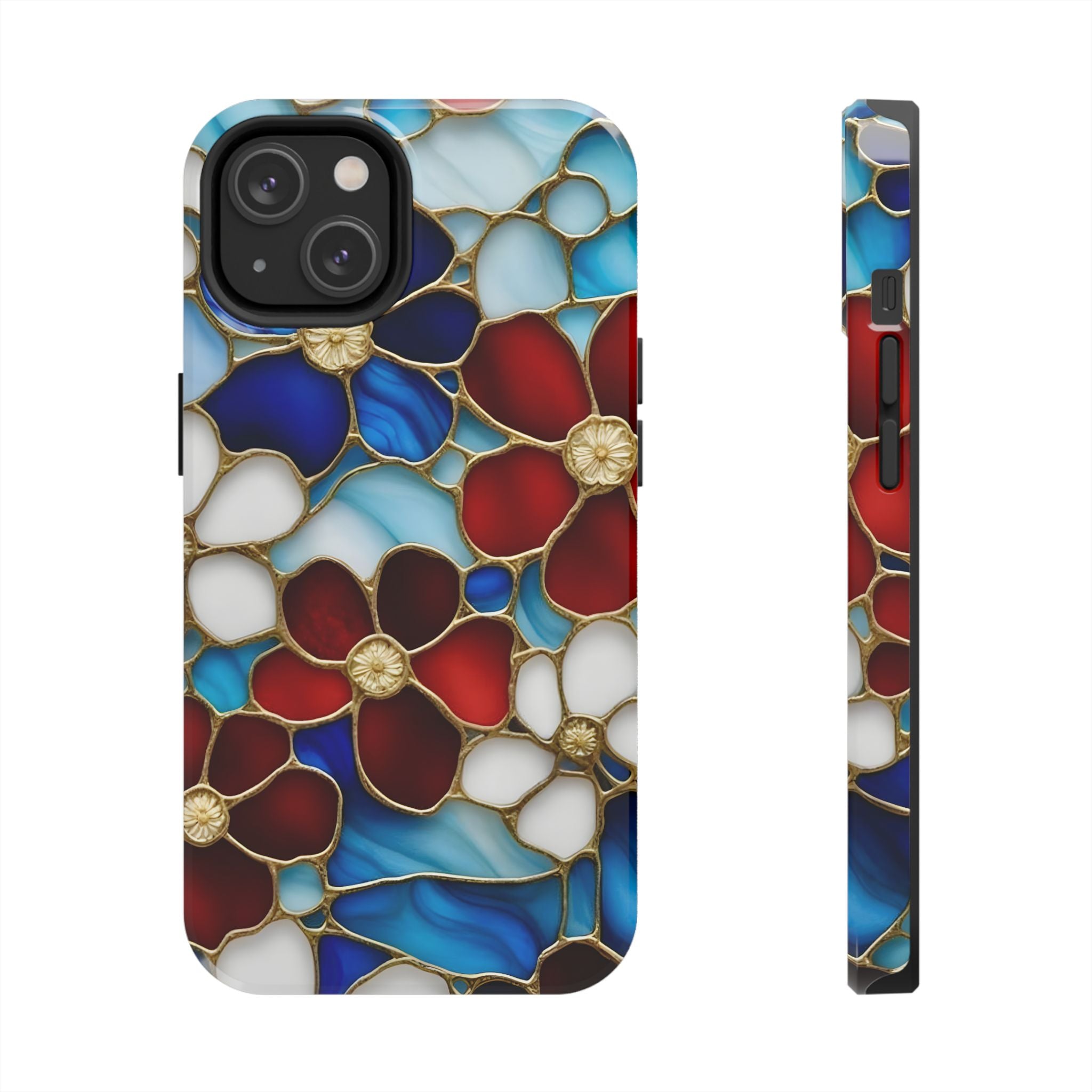 Red Floral Stained Glass Inspired Phone Case for iPhone and Samsung Galaxy Series