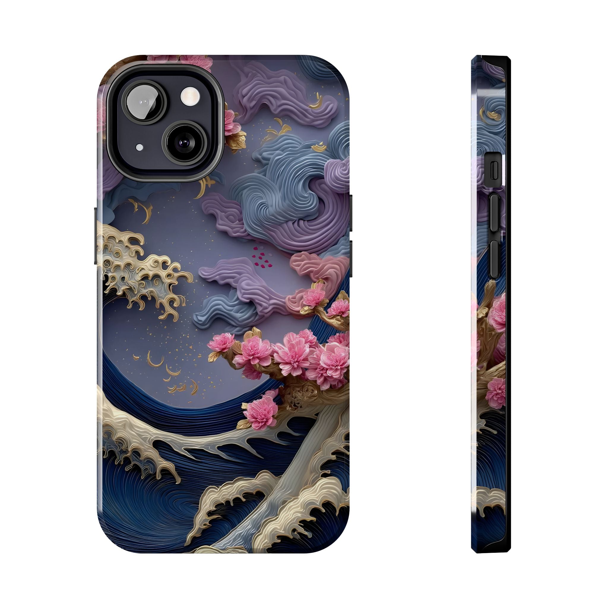 Japanese Waves and Cherry Blossoms Phone Case for iPhone and Samsung Galaxy Series