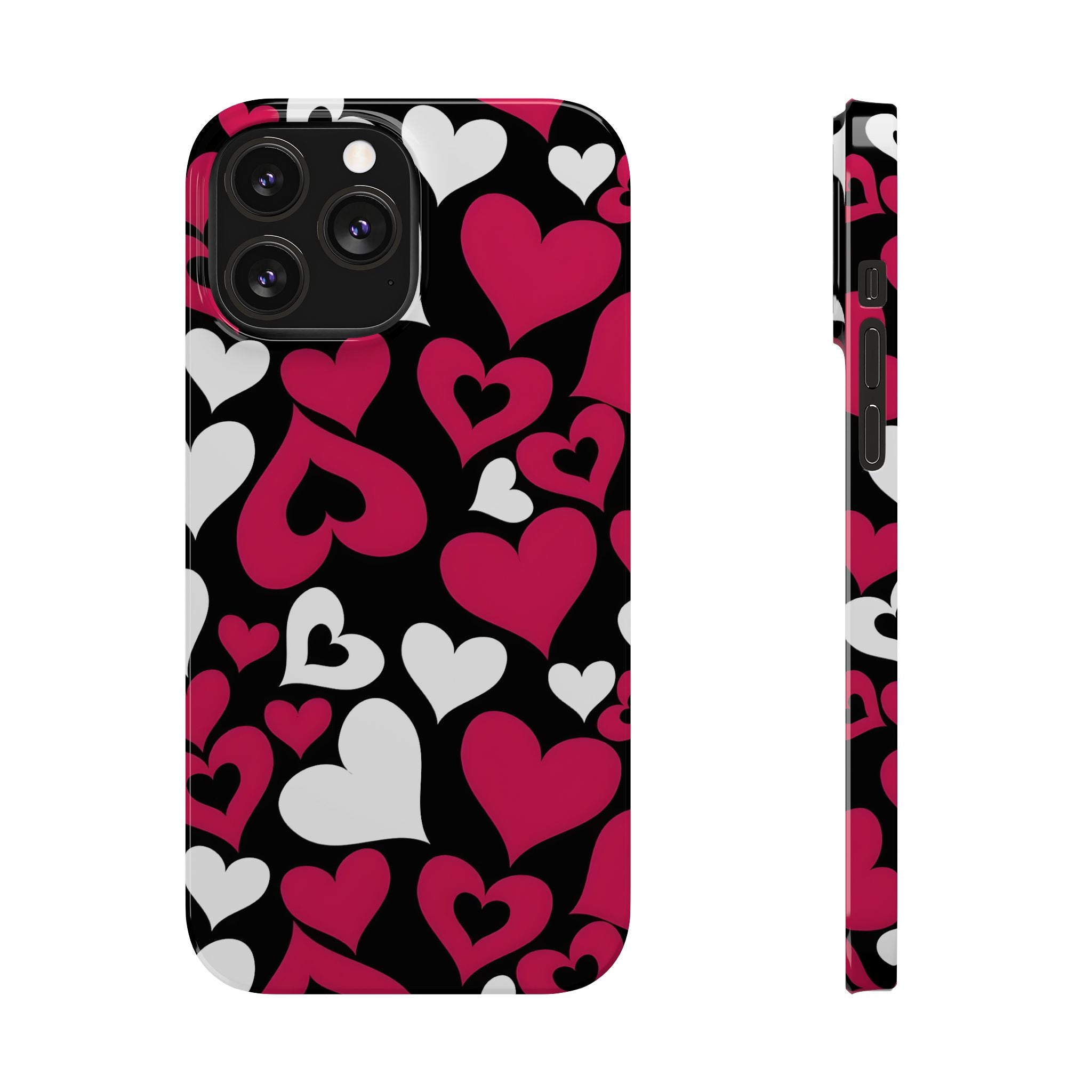 Pink and White Hearts Slim Phone Case for iPhone