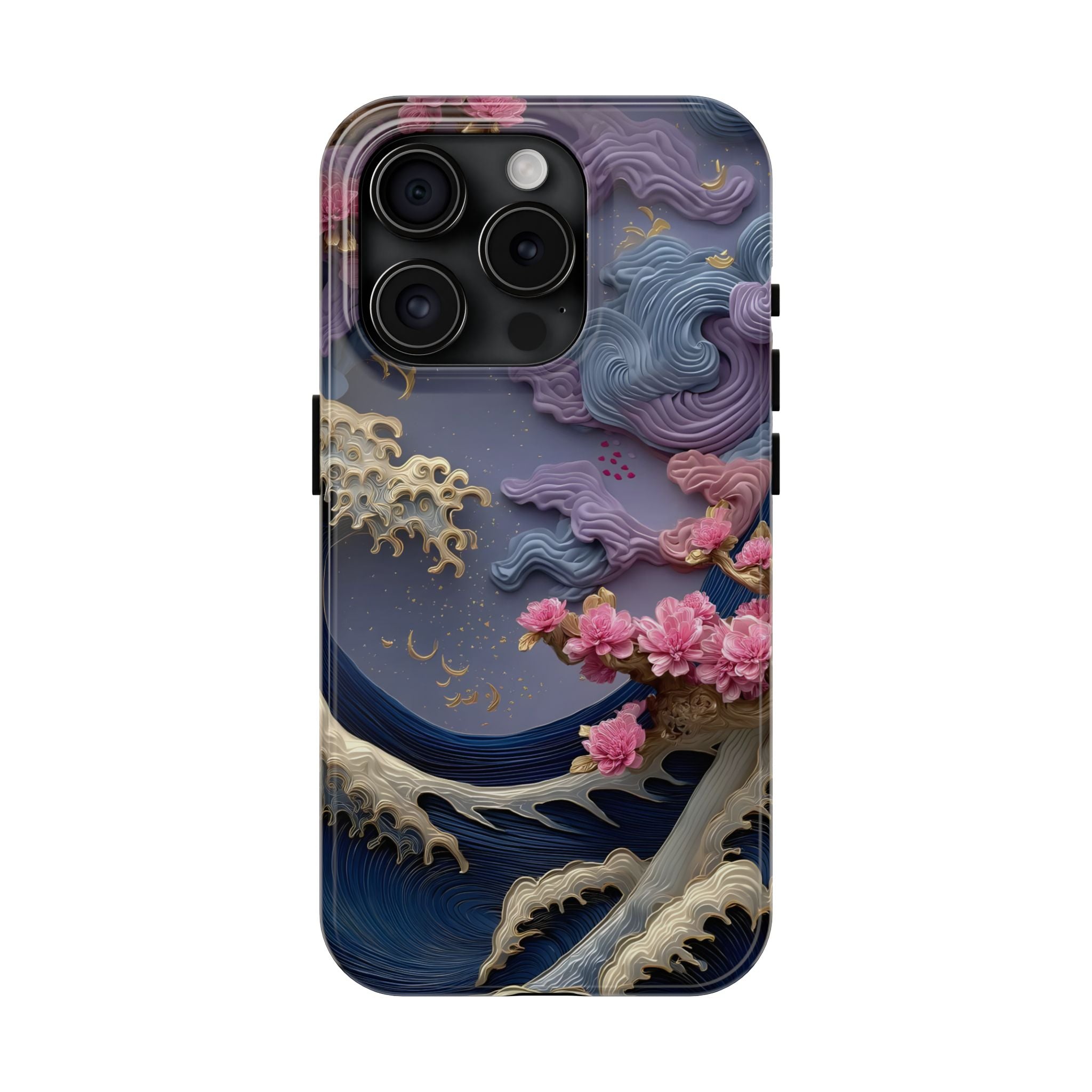 Japanese Waves and Cherry Blossoms Phone Case for iPhone and Samsung Galaxy Series
