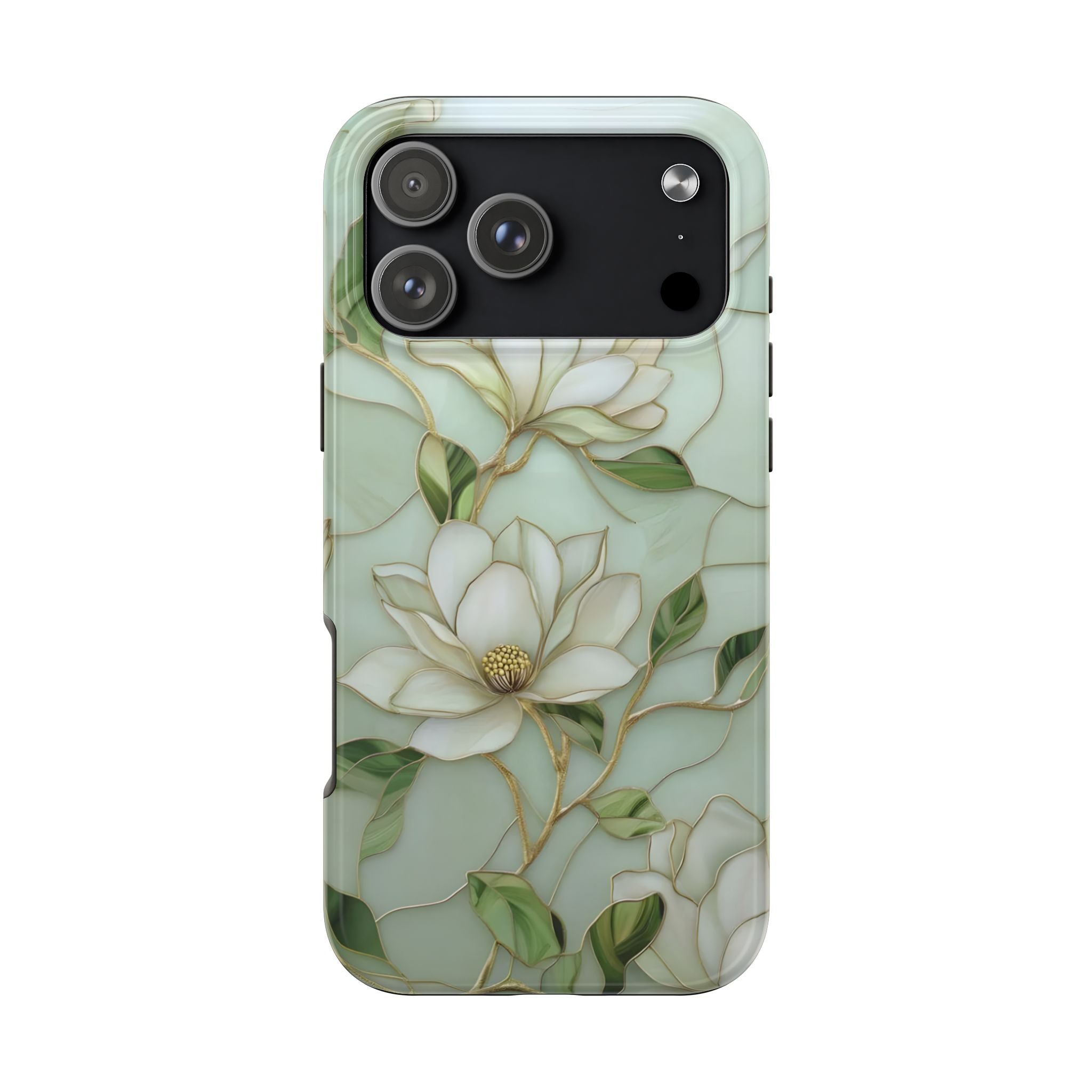 White Flower Stained Glass Inspired Phone Case for iPhone and Samsung Galaxy Series