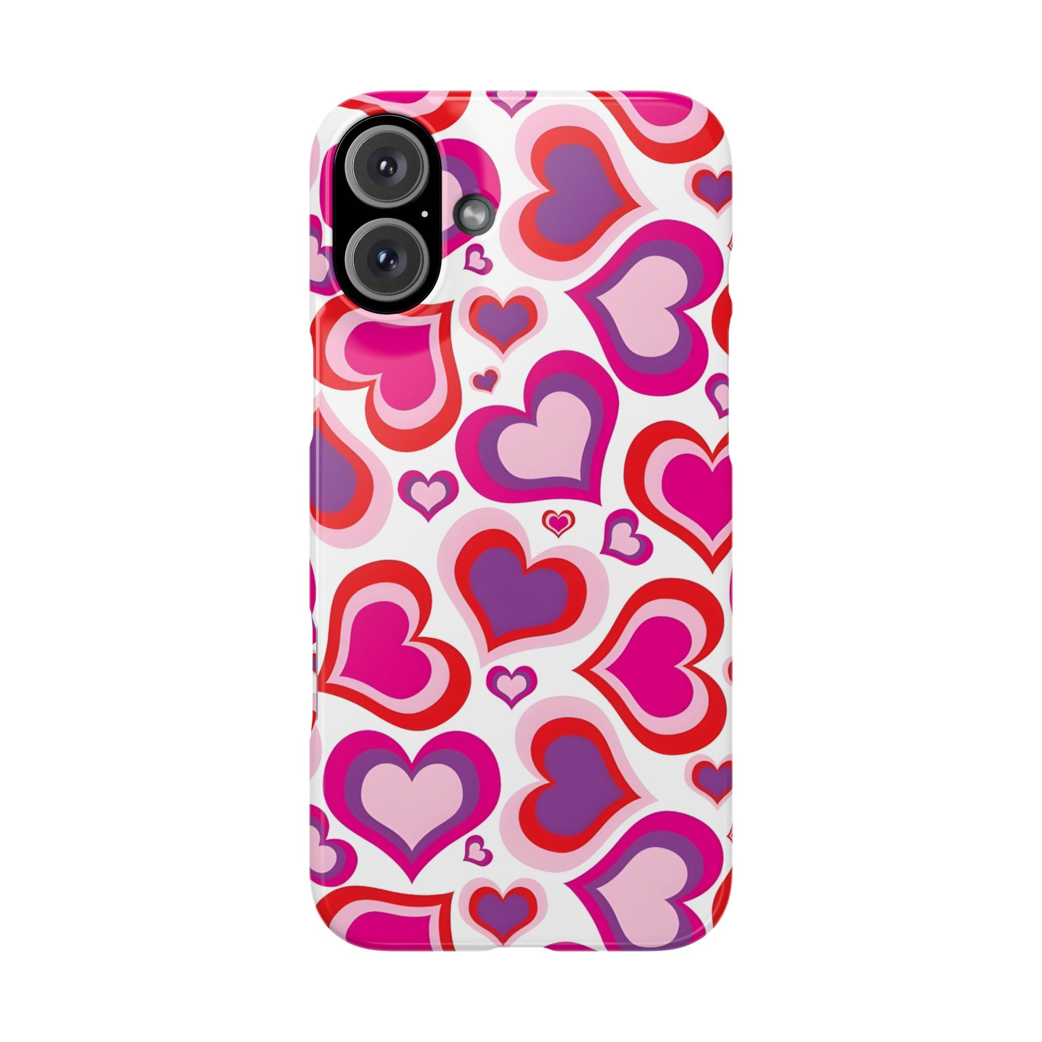 Pink Red Heart Pattern Slim Phone Case for iPhone