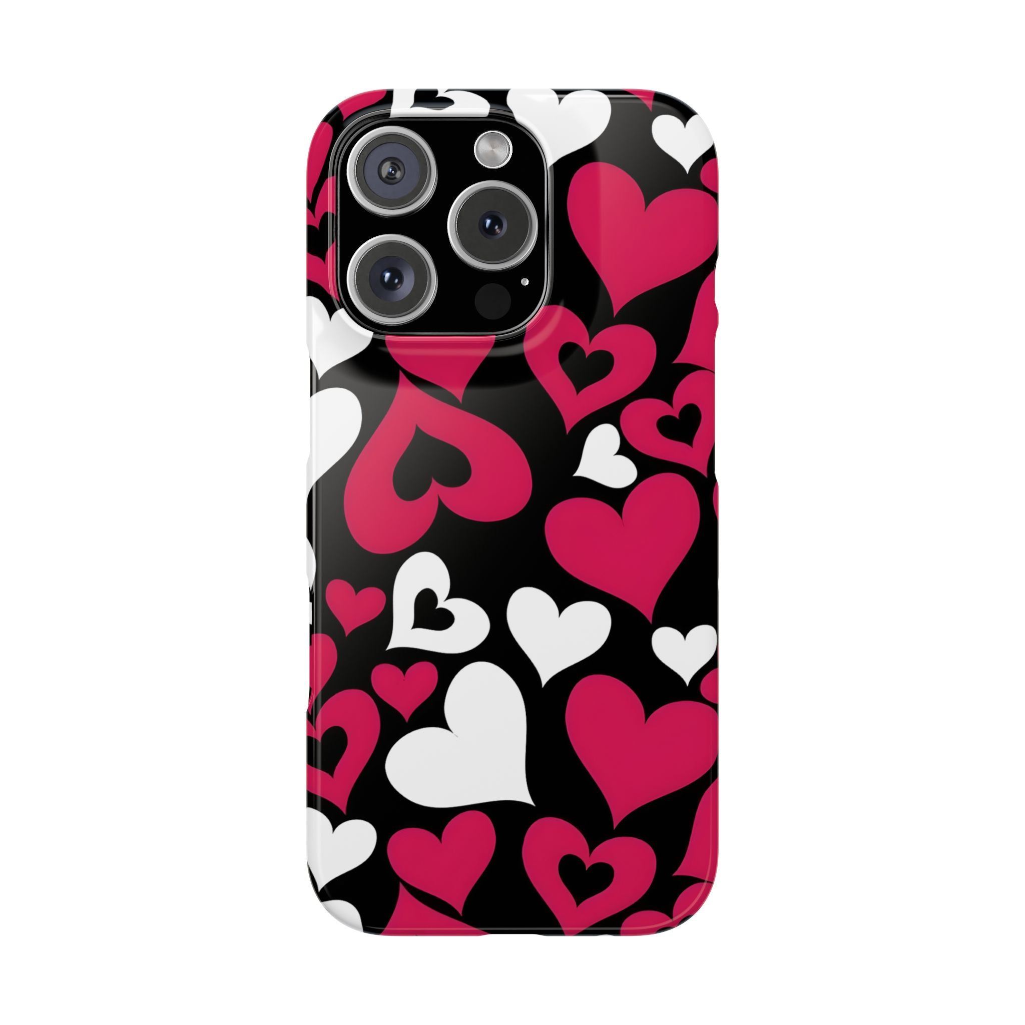 Pink and White Hearts Slim Phone Case for iPhone