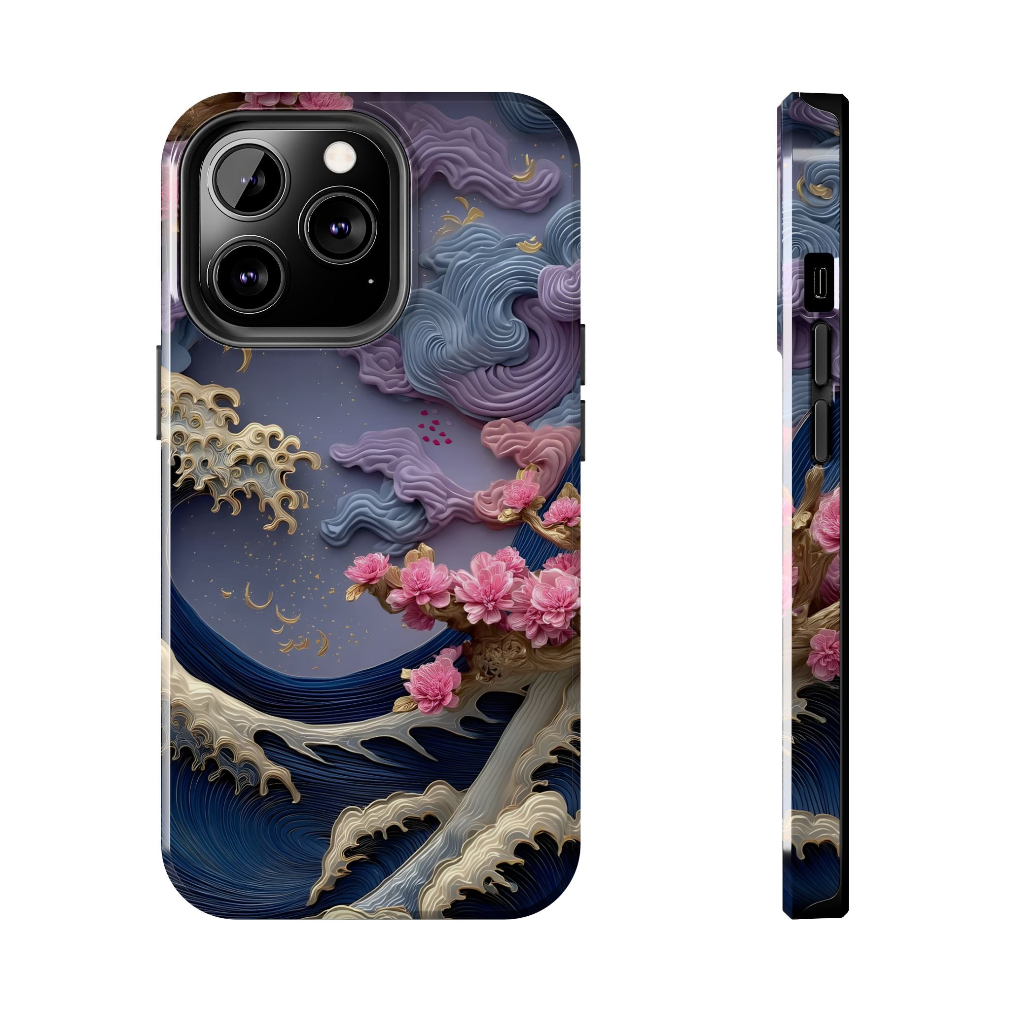 Japanese Waves and Cherry Blossoms Phone Case for iPhone and Samsung Galaxy Series