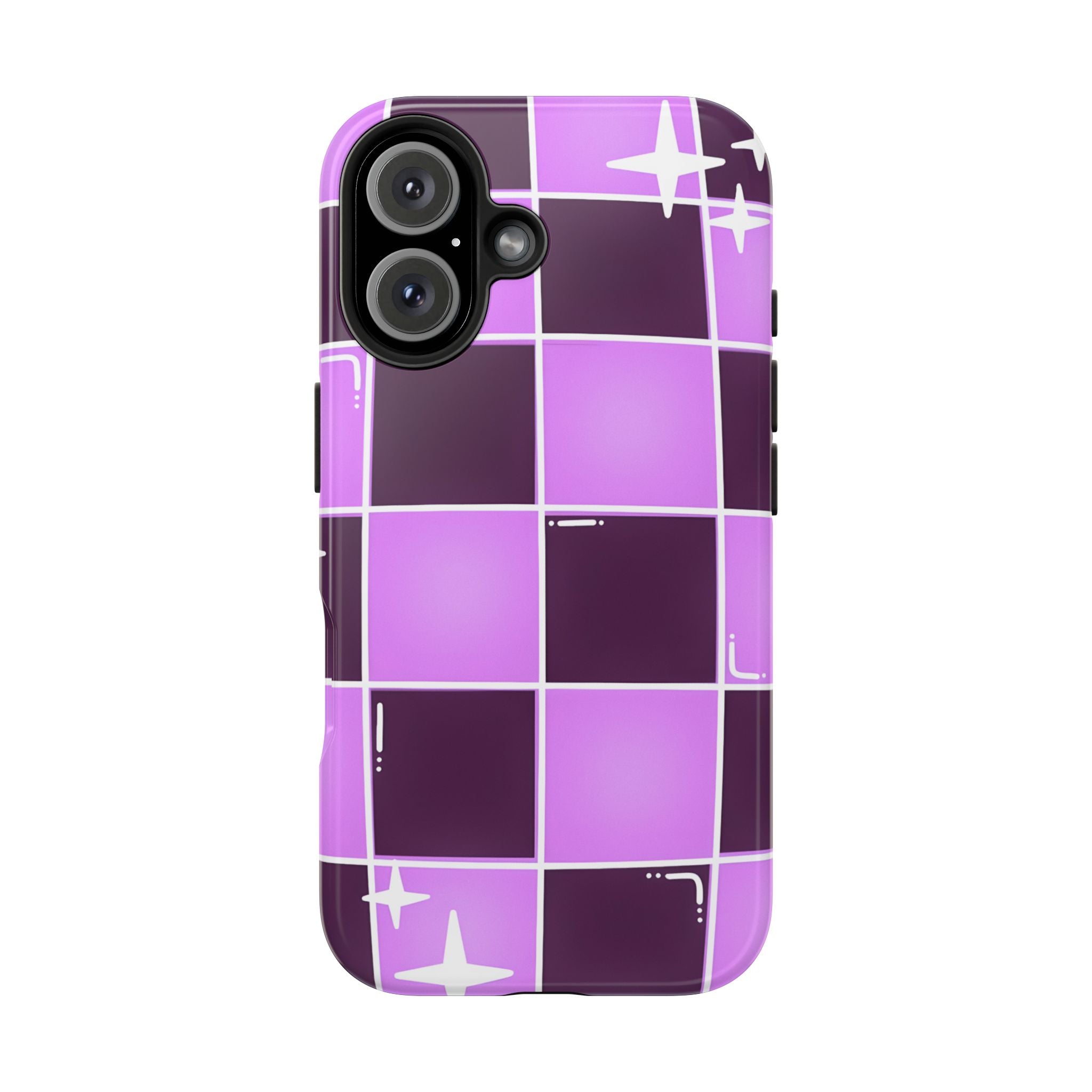 Purple Checkerboard Tough Phone Case for iPhone and Samsung Galaxy Series