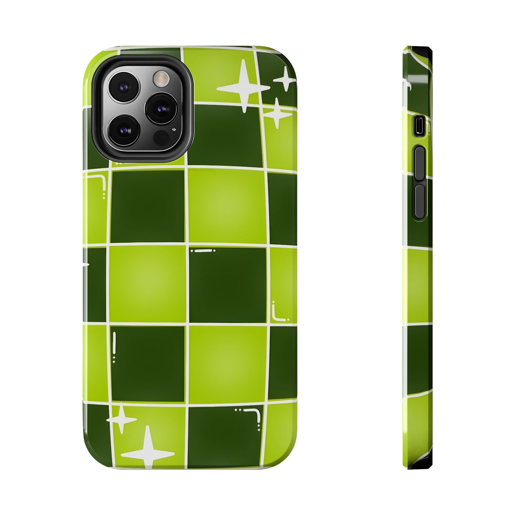 Green Checkered Tough Phone Case for iPhone and Samsung Galaxy Series