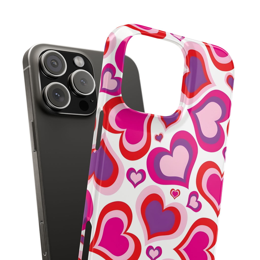 Pink Red Heart Pattern Slim Phone Case for iPhone