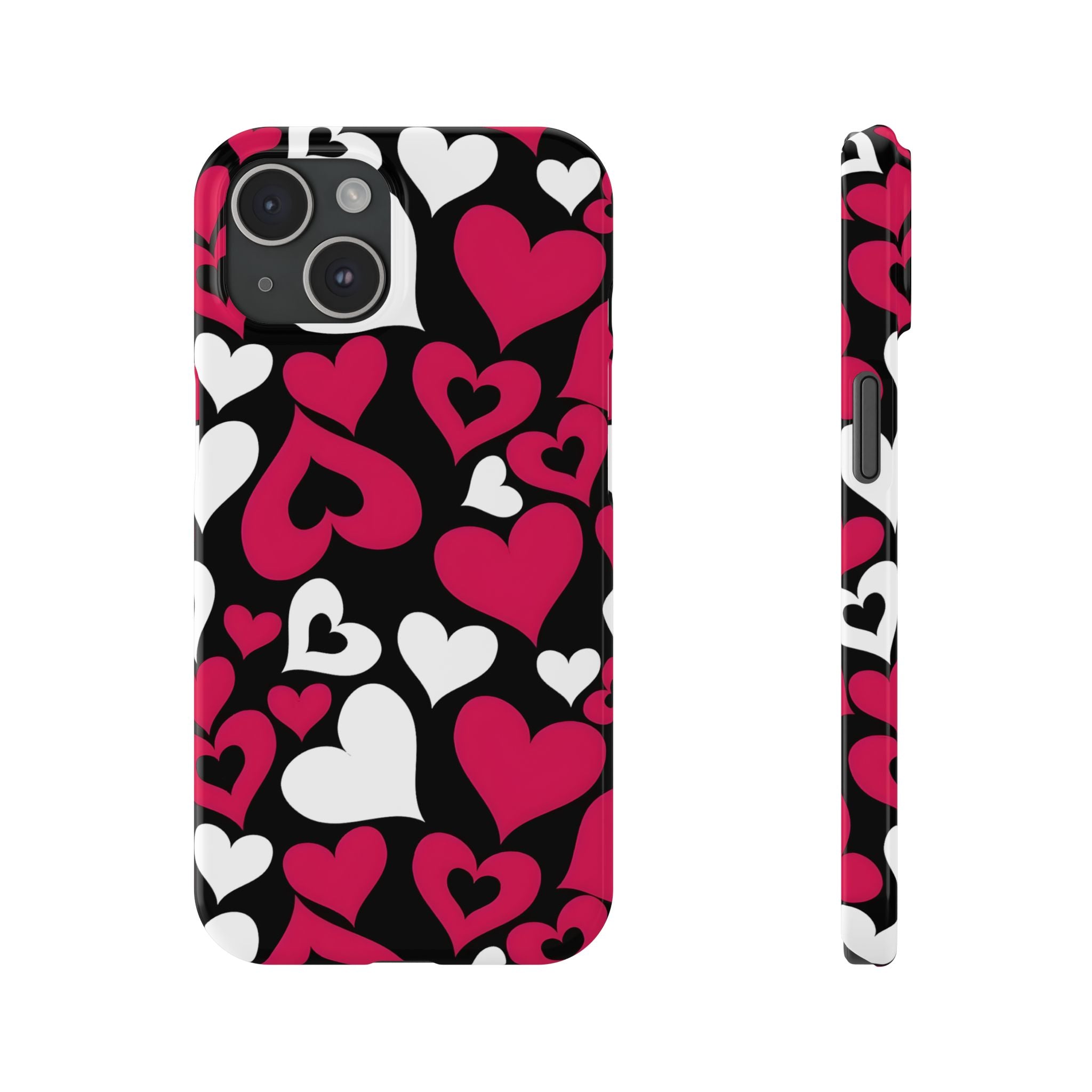 Pink and White Hearts Slim Phone Case for iPhone