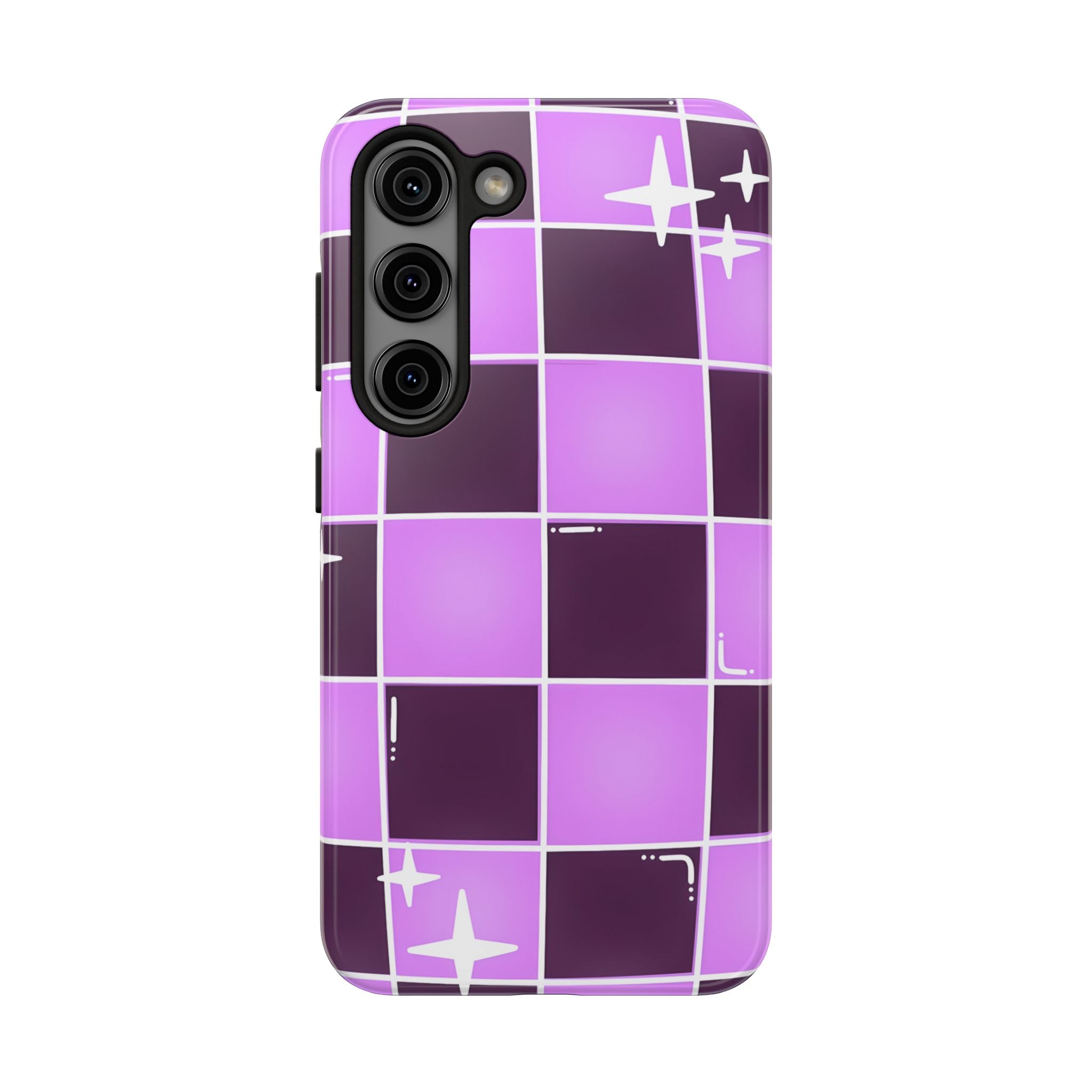 Purple Checkerboard Tough Phone Case for iPhone and Samsung Galaxy Series
