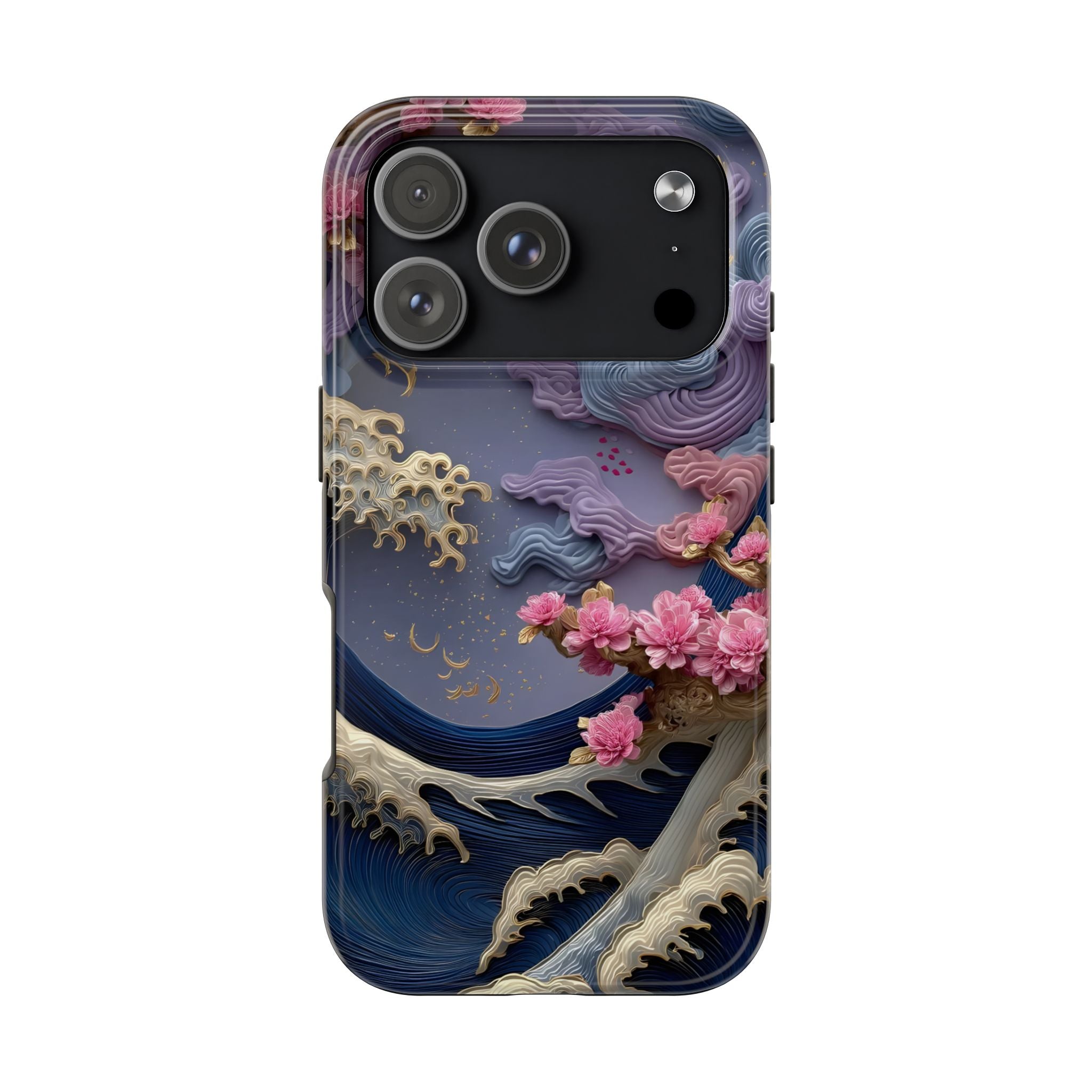 Japanese Waves and Cherry Blossoms Phone Case for iPhone and Samsung Galaxy Series