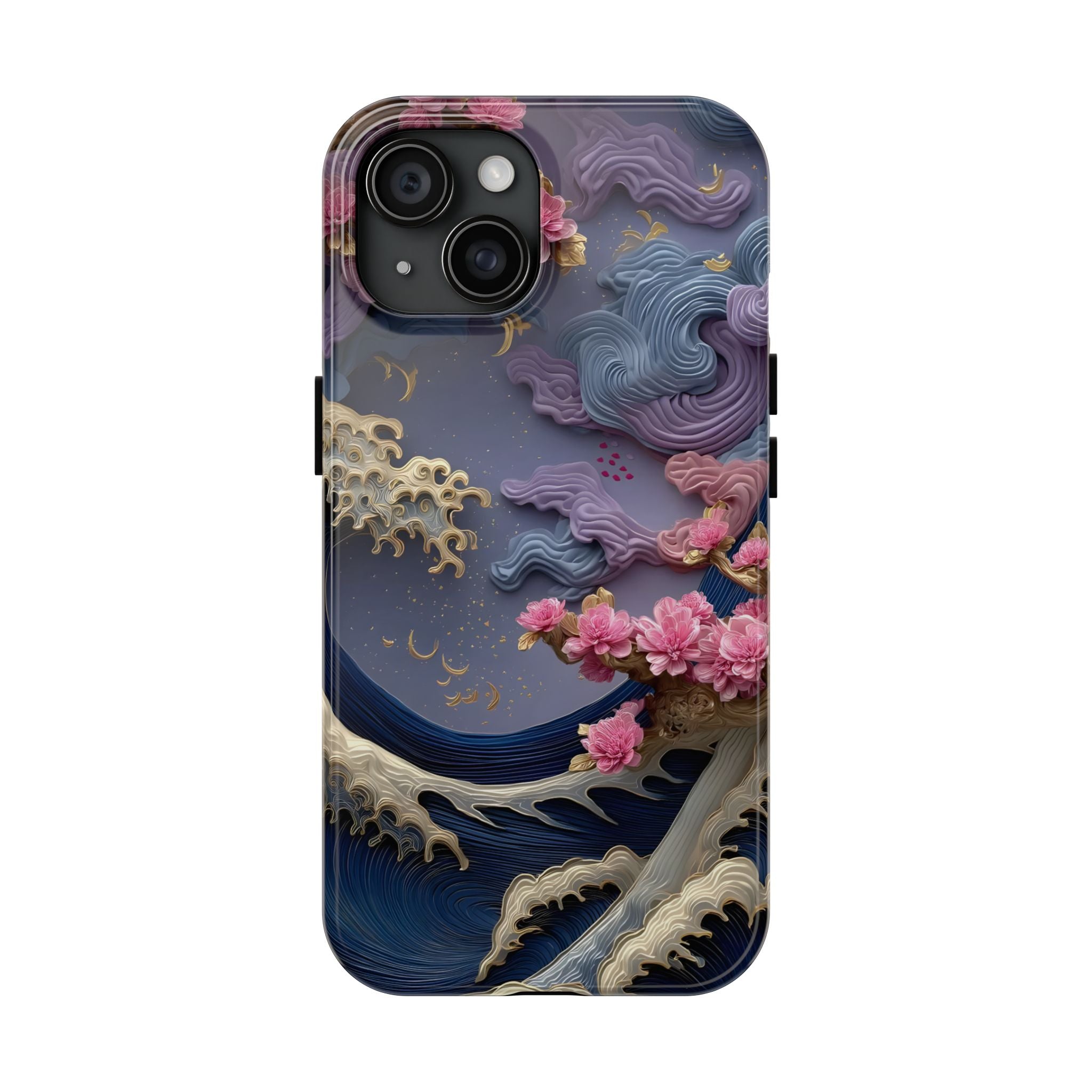 Japanese Waves and Cherry Blossoms Phone Case for iPhone and Samsung Galaxy Series