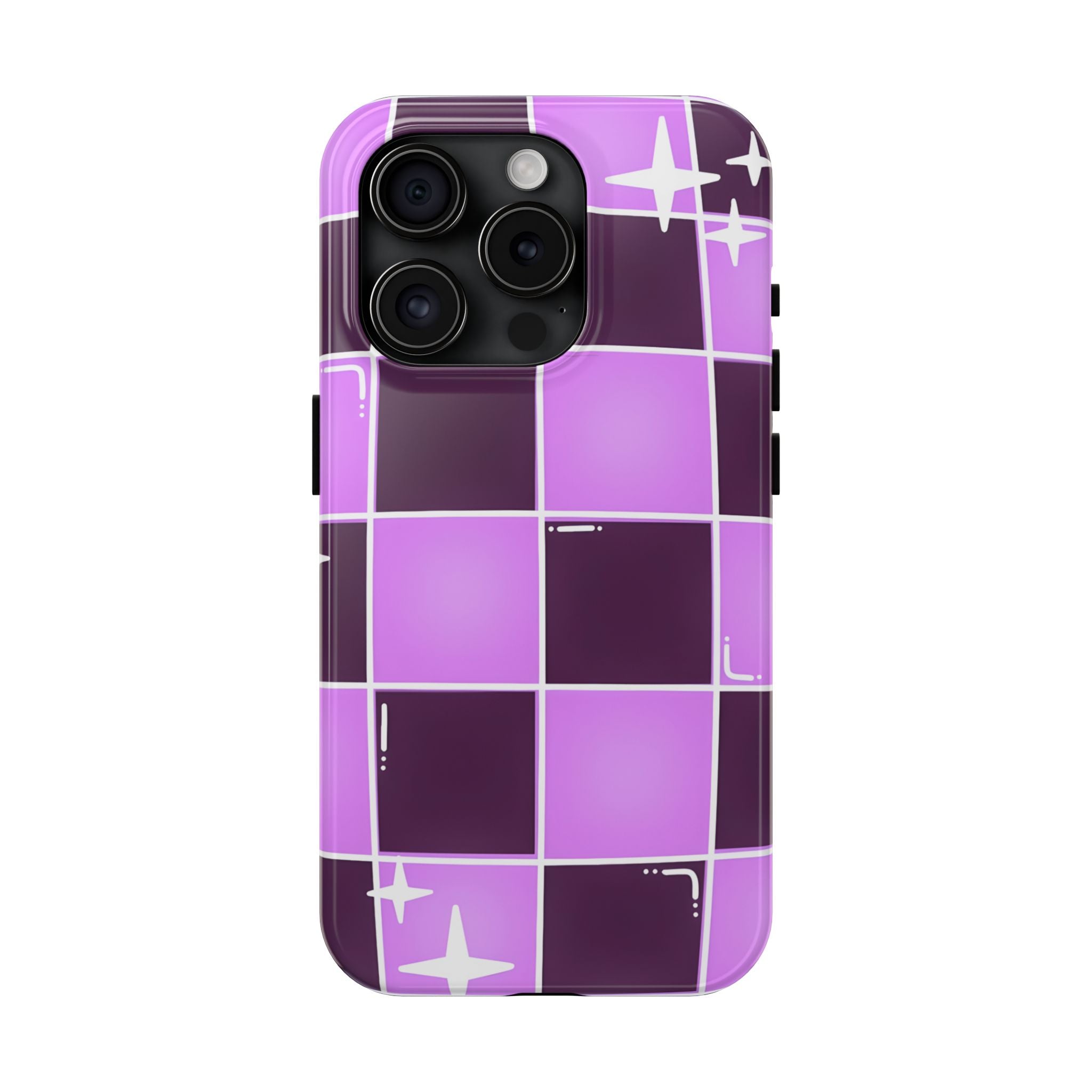 Purple Checkerboard Tough Phone Case for iPhone and Samsung Galaxy Series