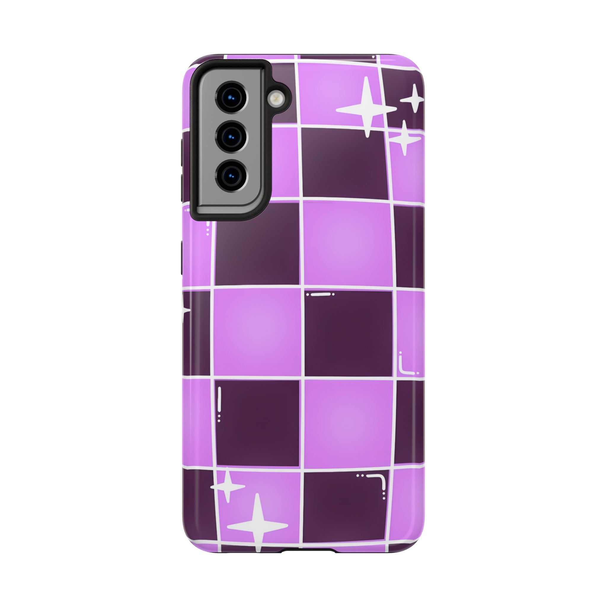 Purple Checkerboard Tough Phone Case for iPhone and Samsung Galaxy Series