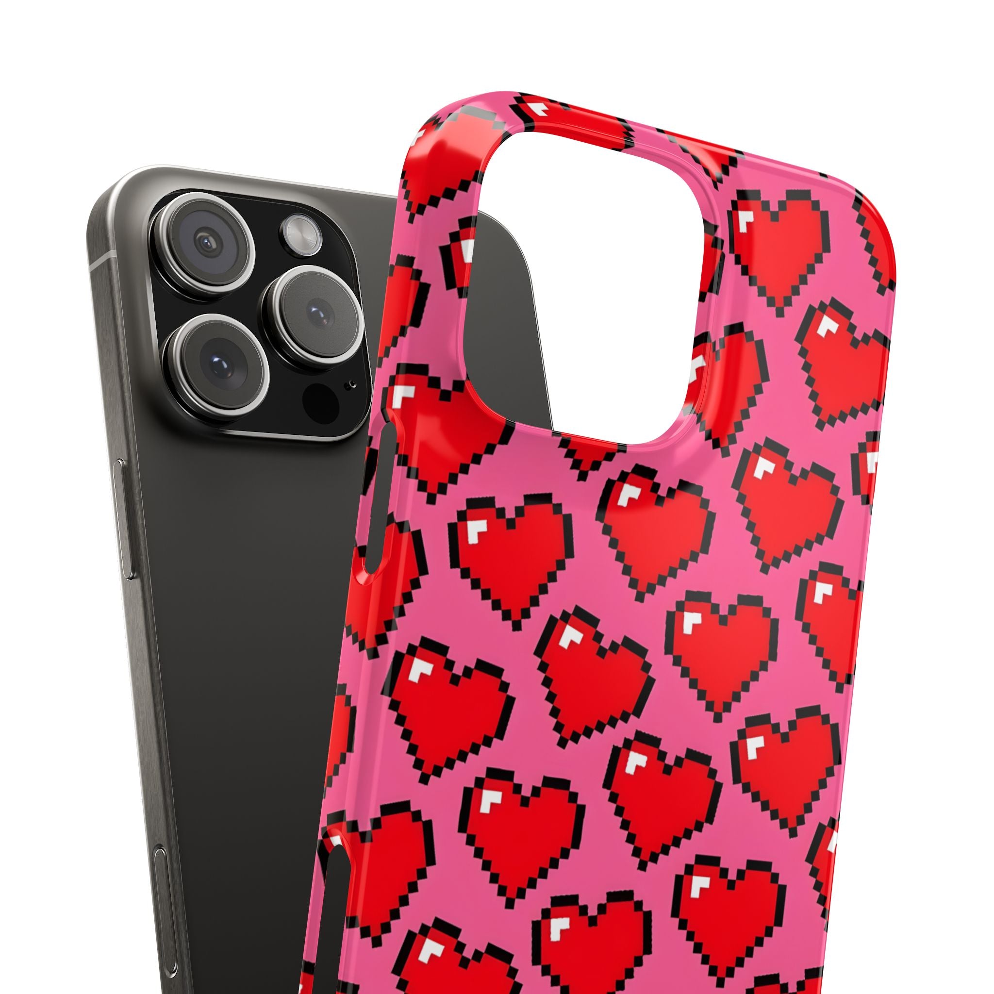 Pixel Hearts Slim Phone Case for iPhone