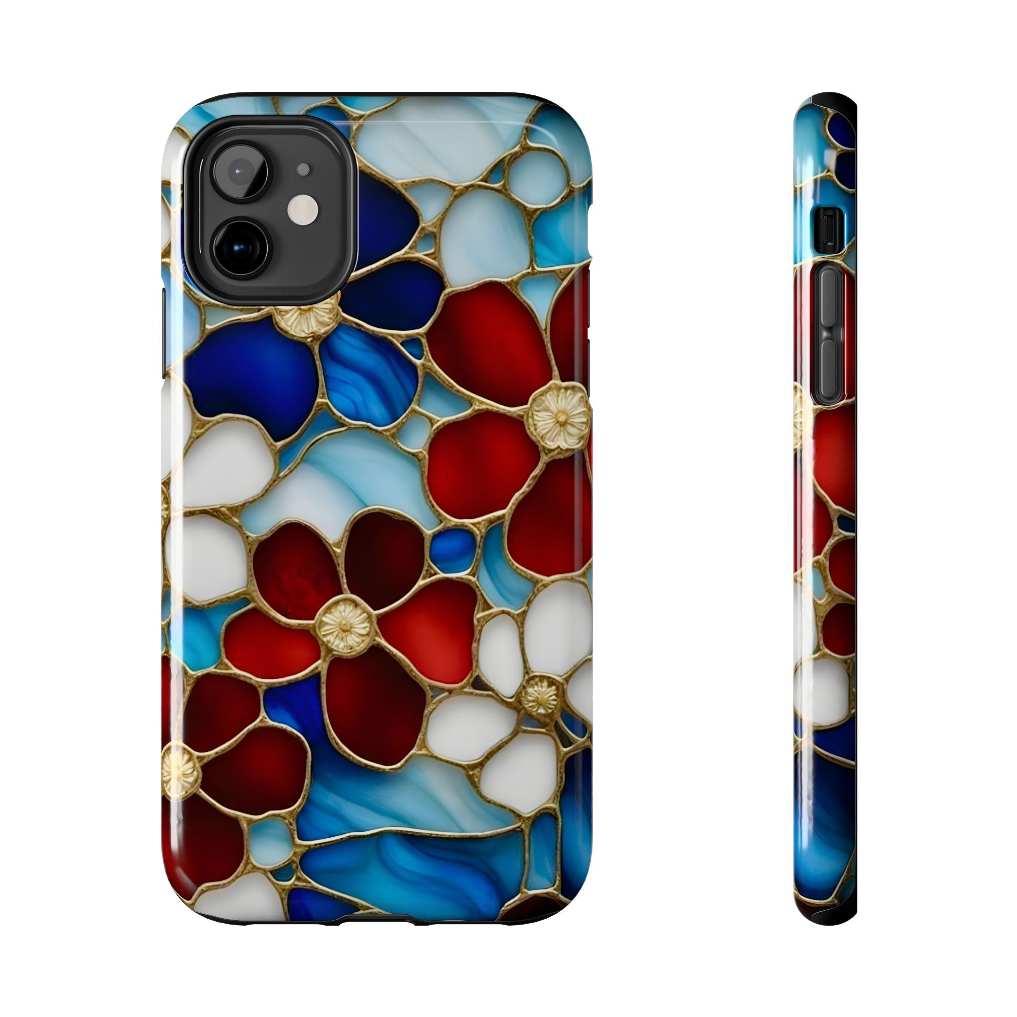 Red Floral Stained Glass Inspired Phone Case for iPhone and Samsung Galaxy Series