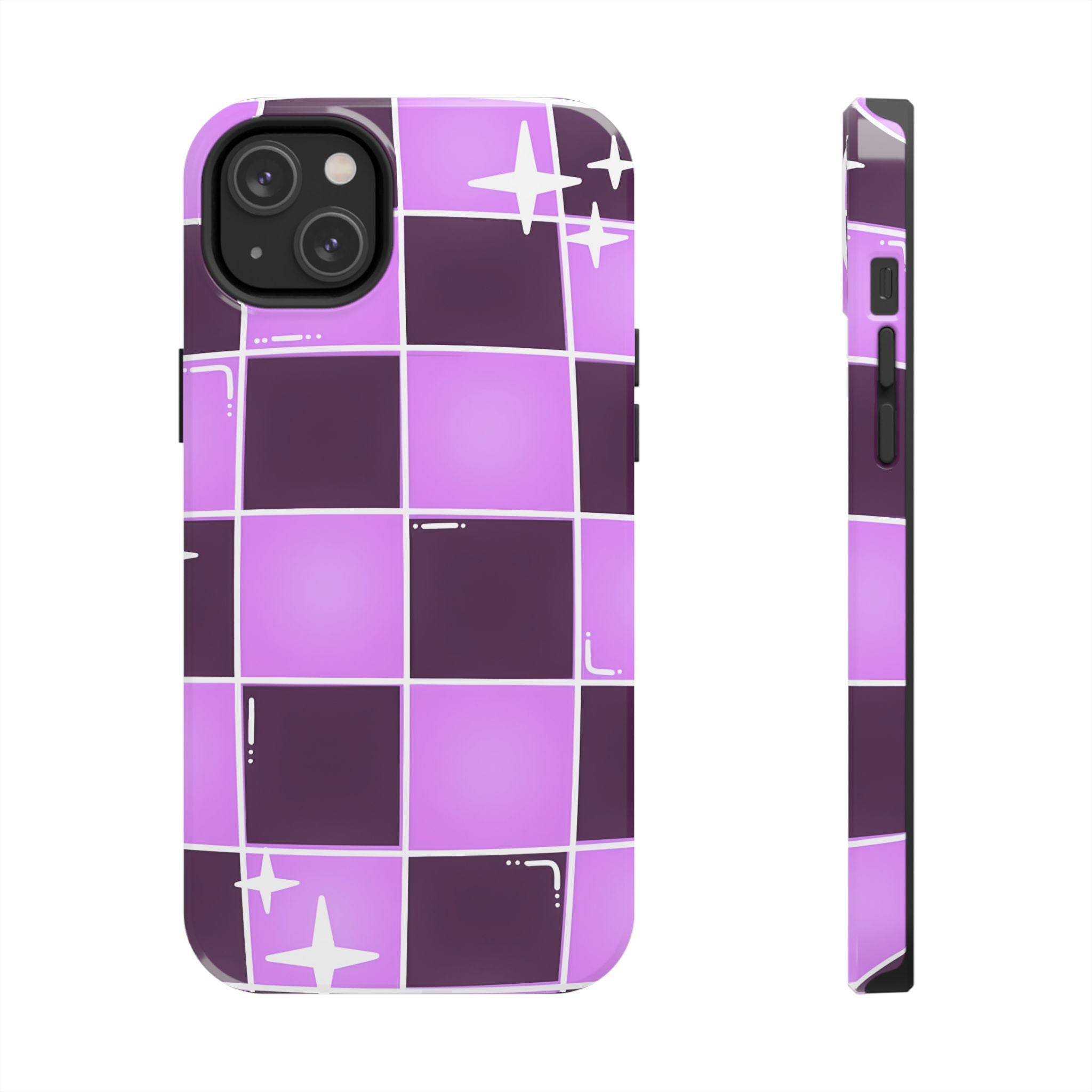 Purple Checkerboard Tough Phone Case for iPhone and Samsung Galaxy Series